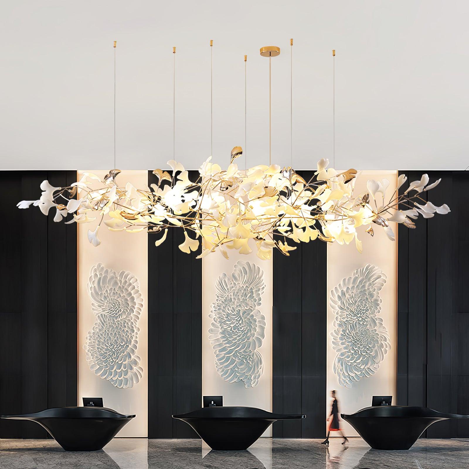 Unoryra Postmoderner Luxus-Kronleuchter aus Ginkgo-Wolkenkeramik-Letslighting