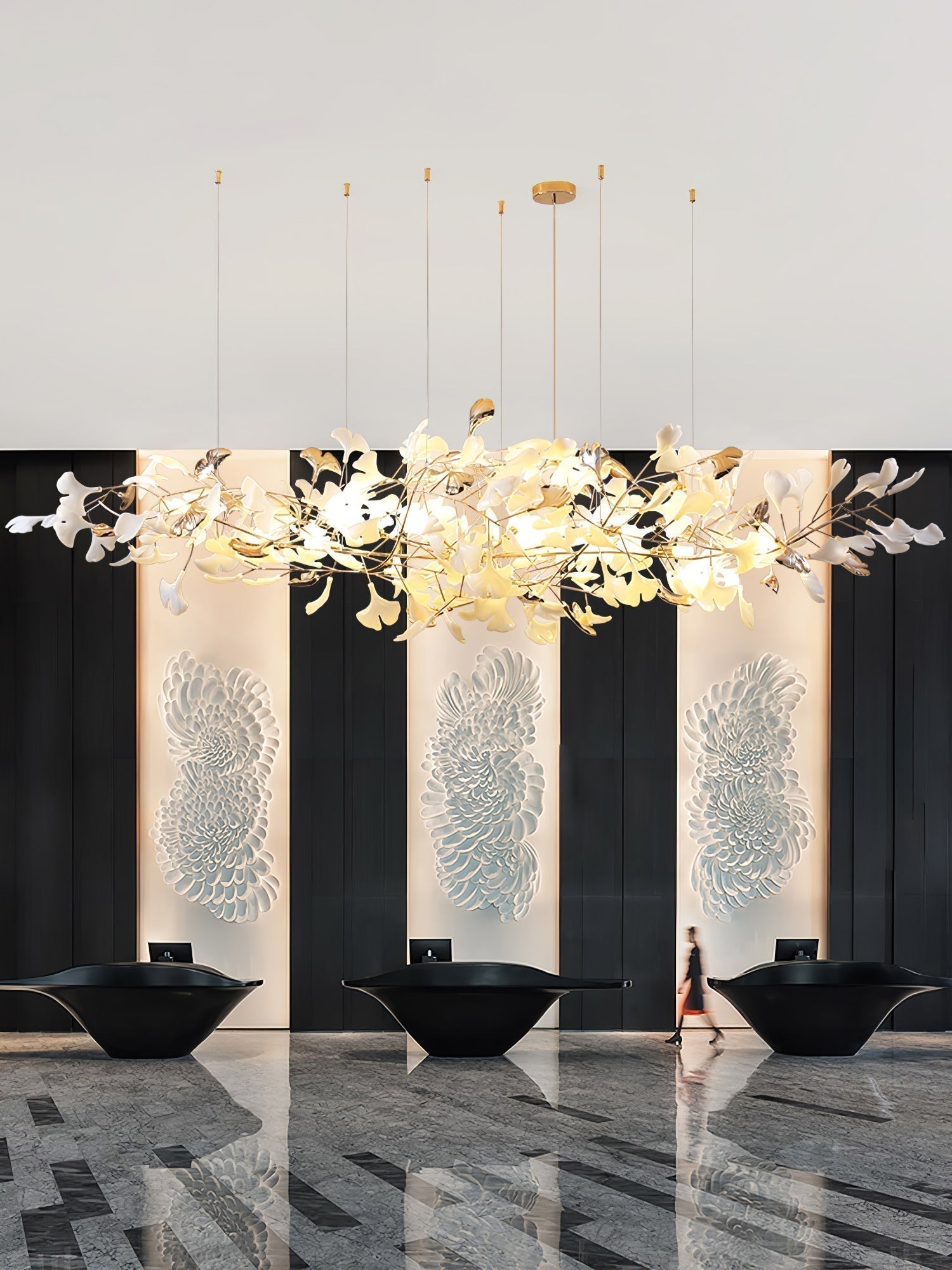 Unoryra Postmoderner Luxus-Kronleuchter aus Ginkgo-Wolkenkeramik-Letslighting