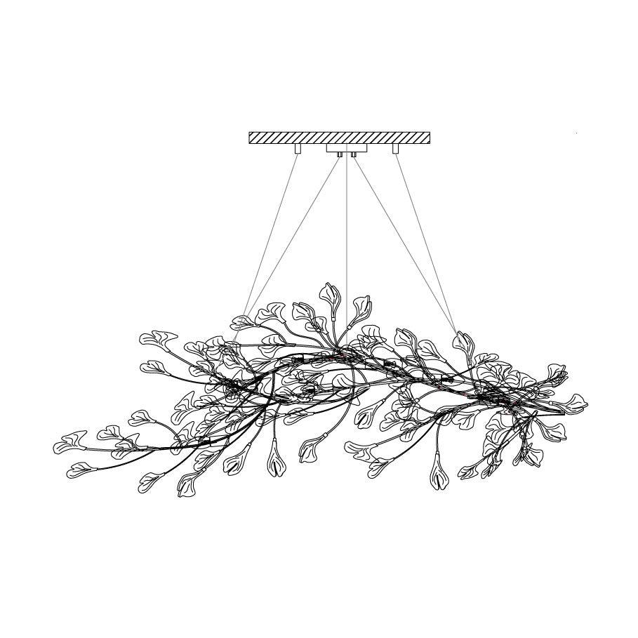 Chandelier Metal Frame Ceramic Gingko Leaf Shade White Gold Modern - Letslighting