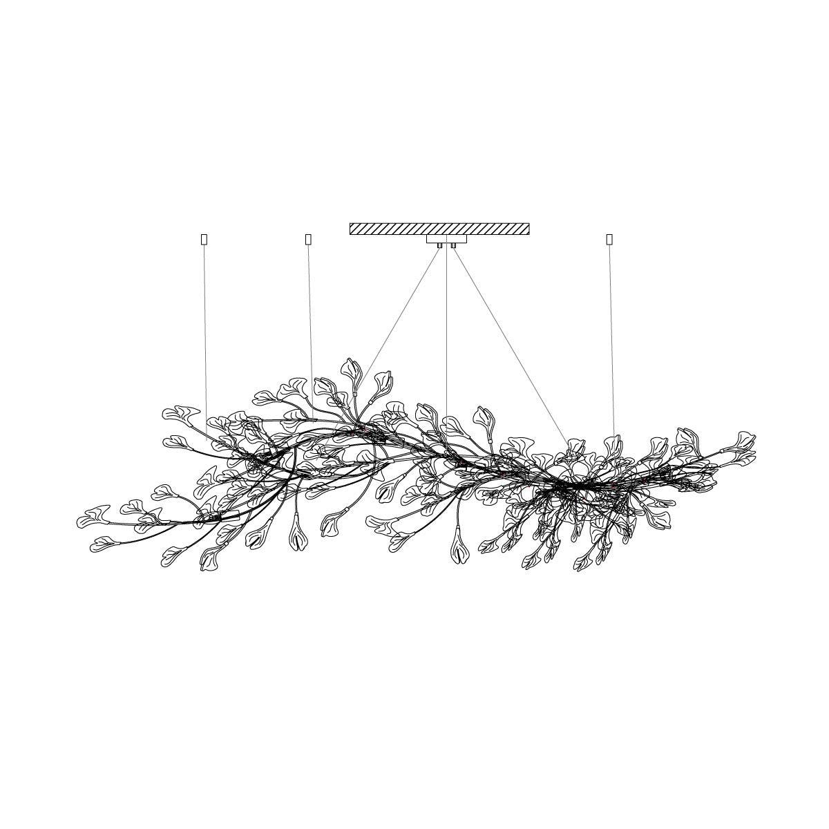 Chandelier Metal Frame Ceramic Gingko Leaf Shade White Gold Modern - Letslighting