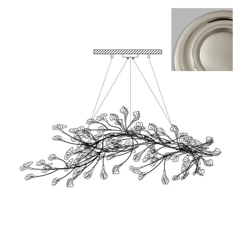Chandelier Metal Frame Ceramic Gingko Leaf Shade White Gold Modern - Letslighting