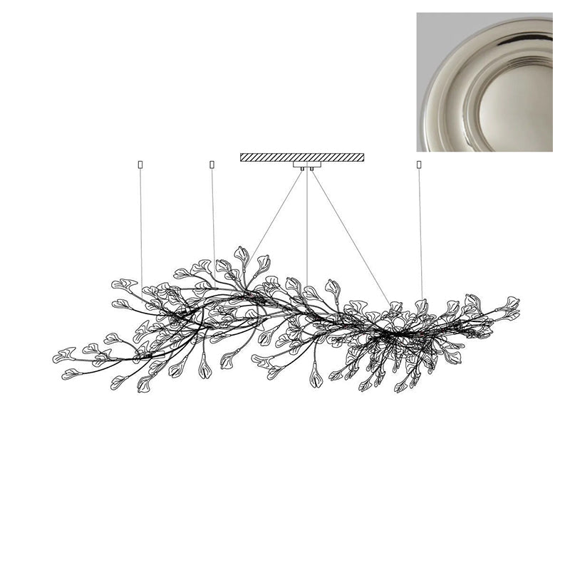 Chandelier Metal Frame Ceramic Gingko Leaf Shade White Gold Modern - Letslighting