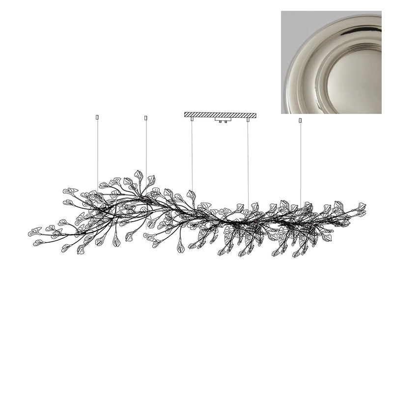 Chandelier Metal Frame Ceramic Gingko Leaf Shade White Gold Modern - Letslighting