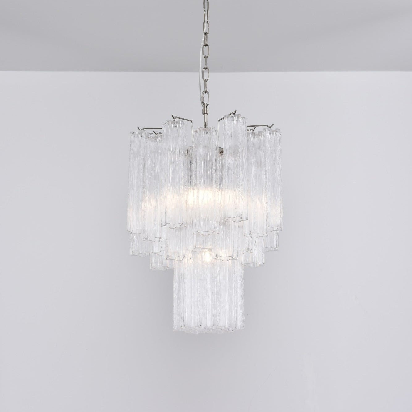 Aurora Chandelier Clear Murano Glass Tube Tiered Modern - Neutralighting
