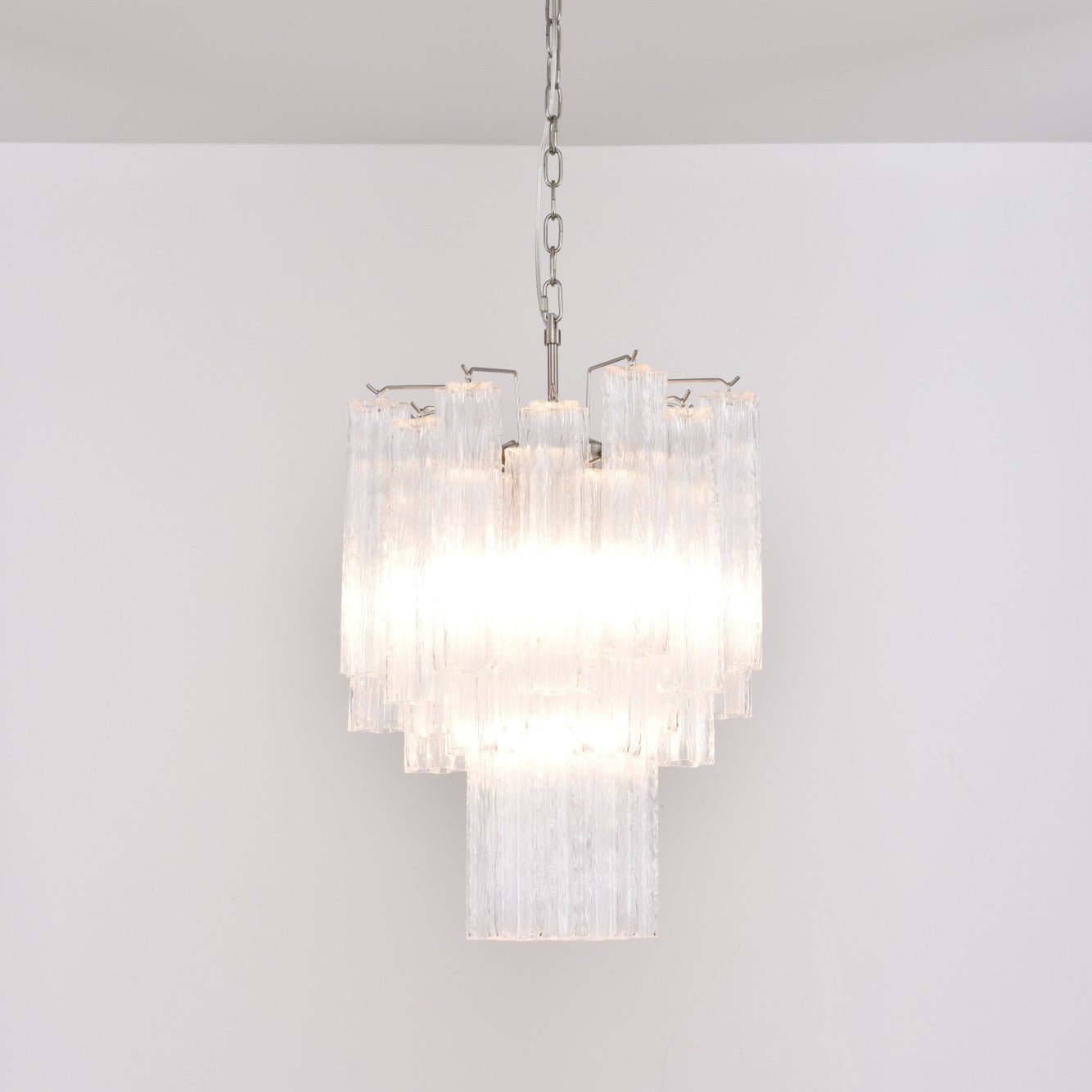 Aurora Chandelier Clear Murano Glass Tube Tiered Modern - Neutralighting