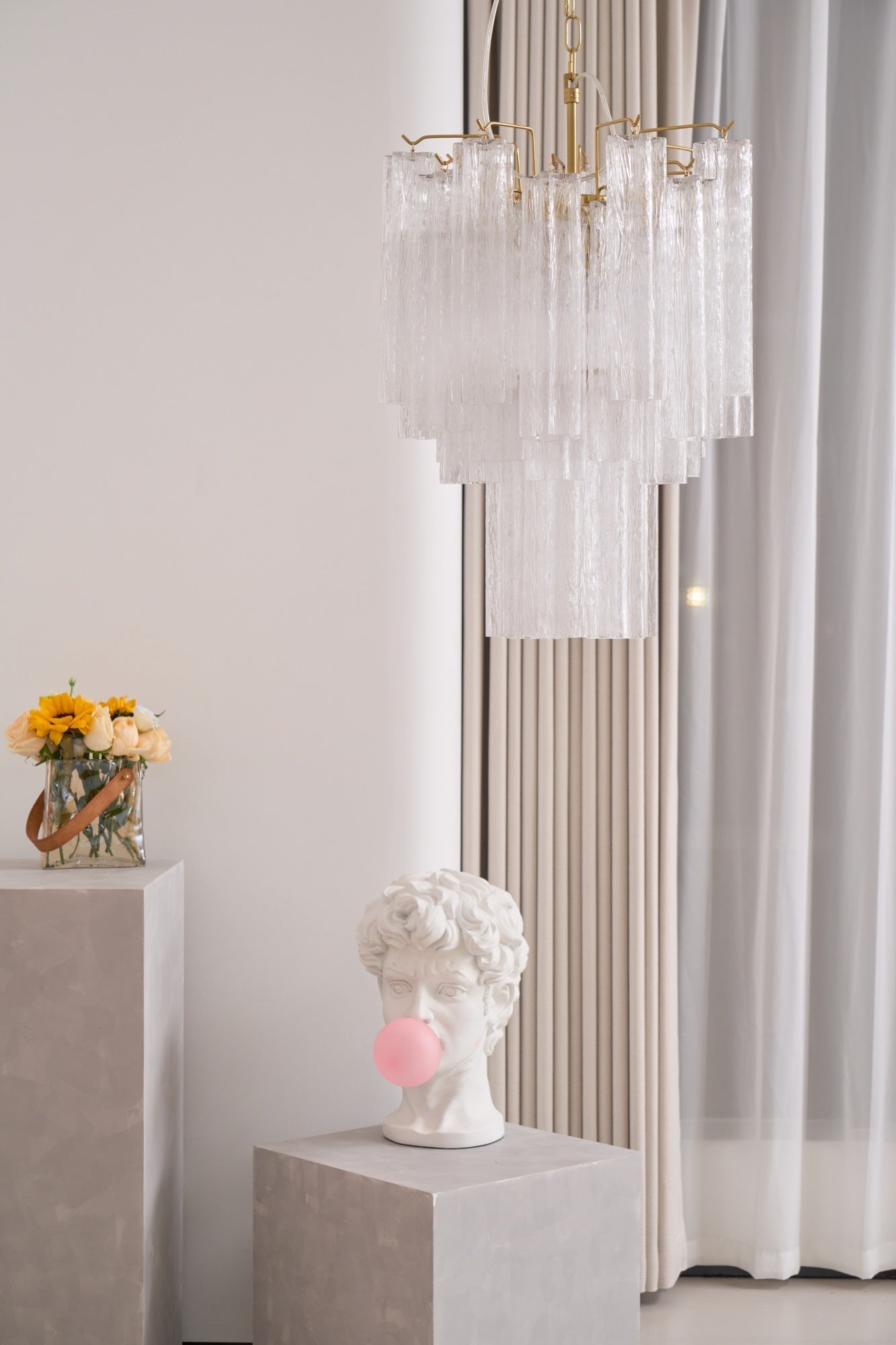 Aurora Chandelier Clear Murano Glass Tube Tiered Modern - Neutralighting