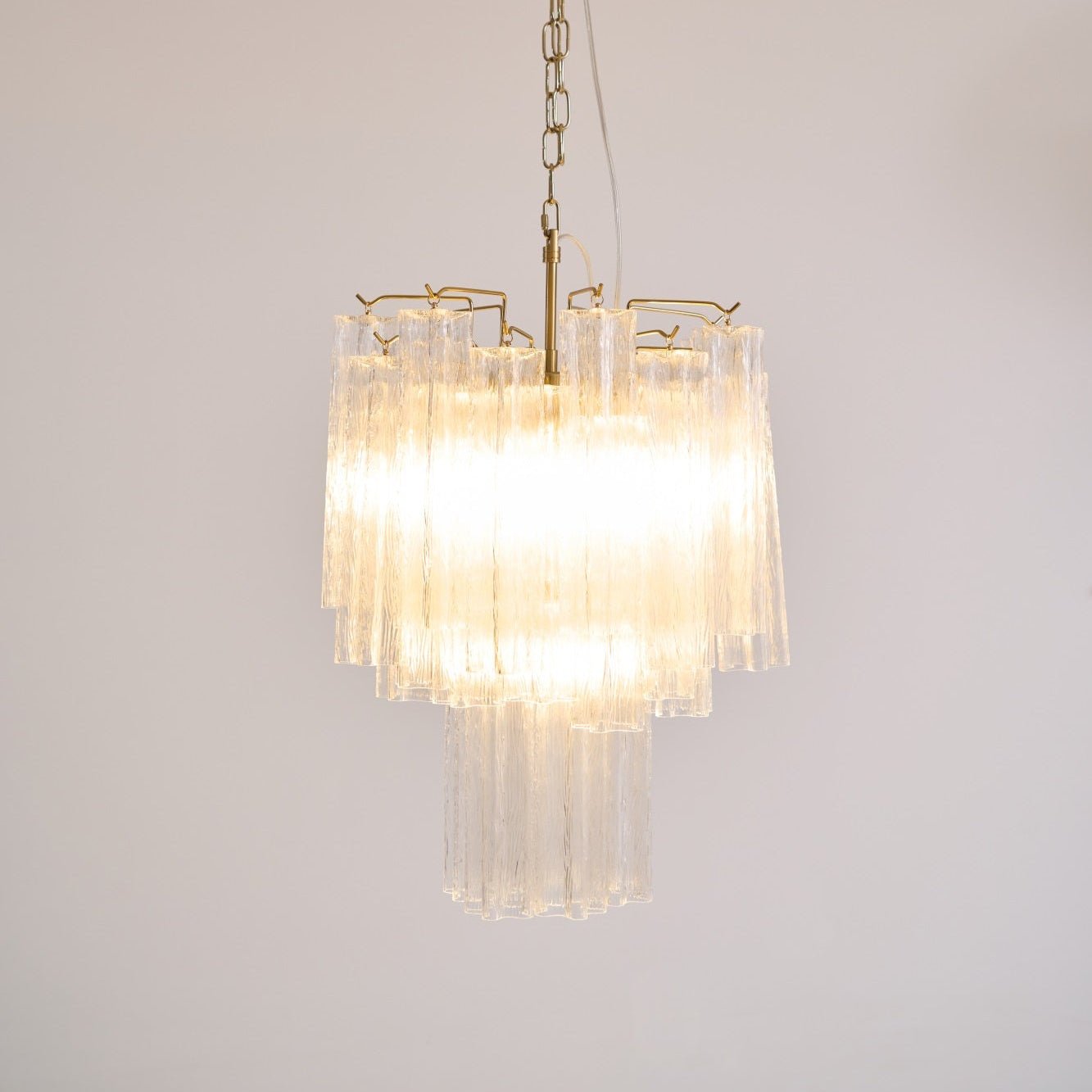 Aurora Chandelier Clear Murano Glass Tube Tiered Modern - Neutralighting