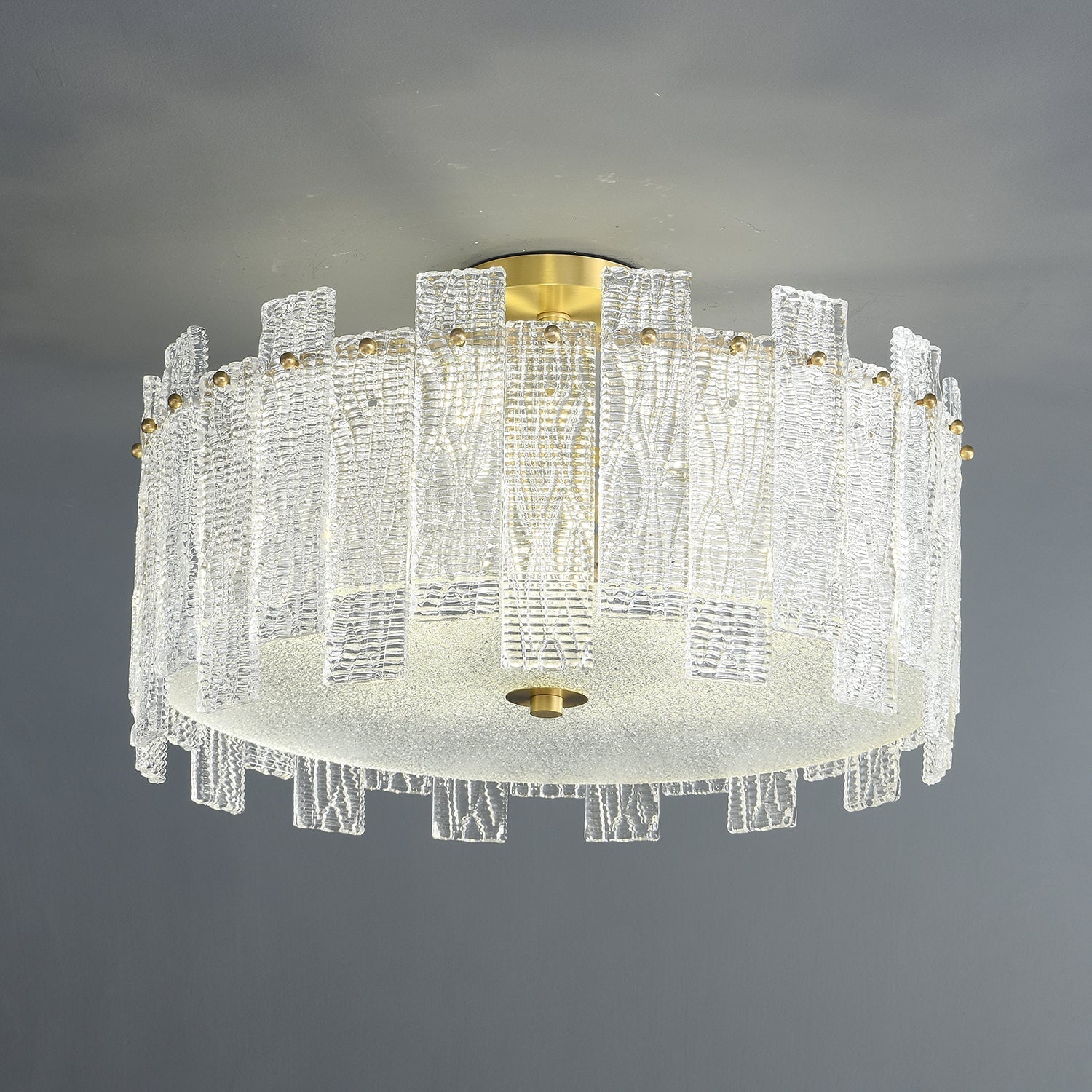 Symiror Postmoderne Luxus-Deckenleuchte aus Messing und Glas-Letslighting