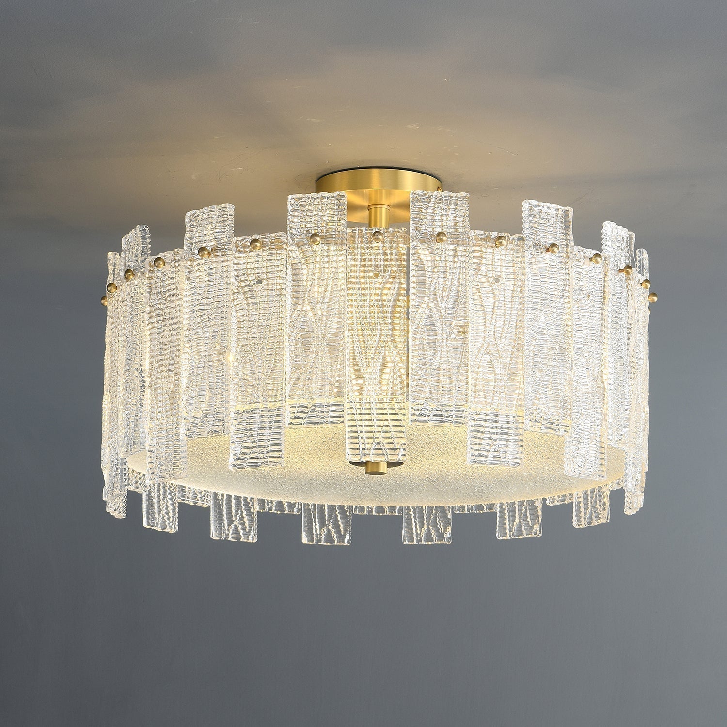 Symiror Postmoderne Luxus-Deckenleuchte aus Messing und Glas-Letslighting