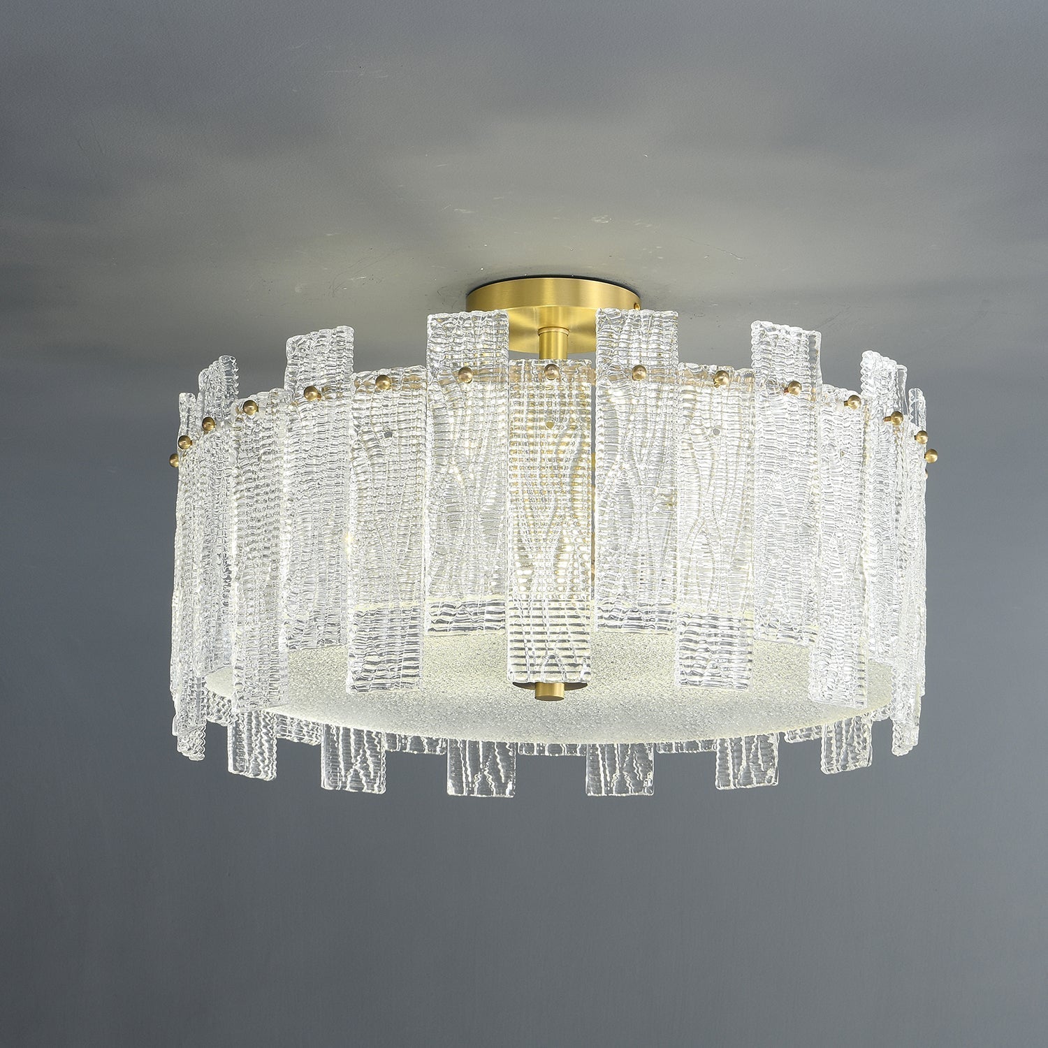 Symiror Postmoderne Luxus-Deckenleuchte aus Messing und Glas-Letslighting