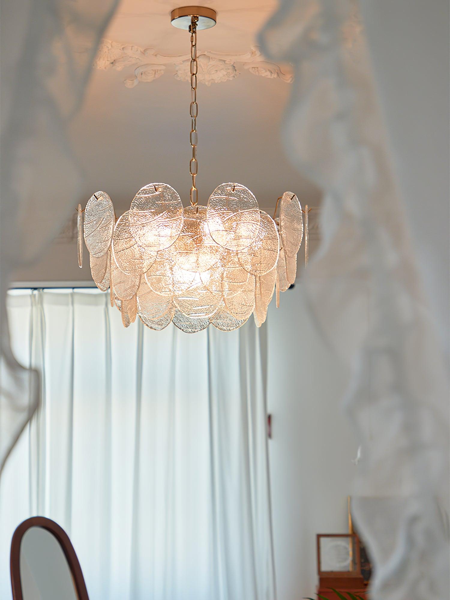 Lustra Kronleuchter Glasscheibe Gold-Letslighting