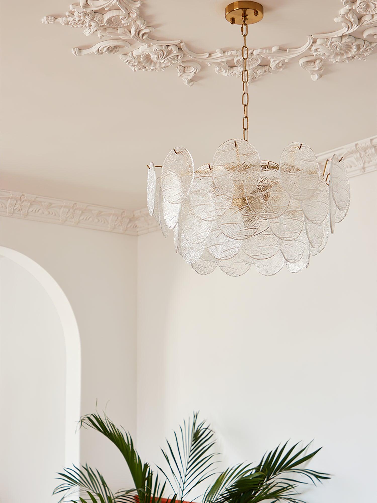 Lustra Kronleuchter Glasscheibe Gold-Letslighting