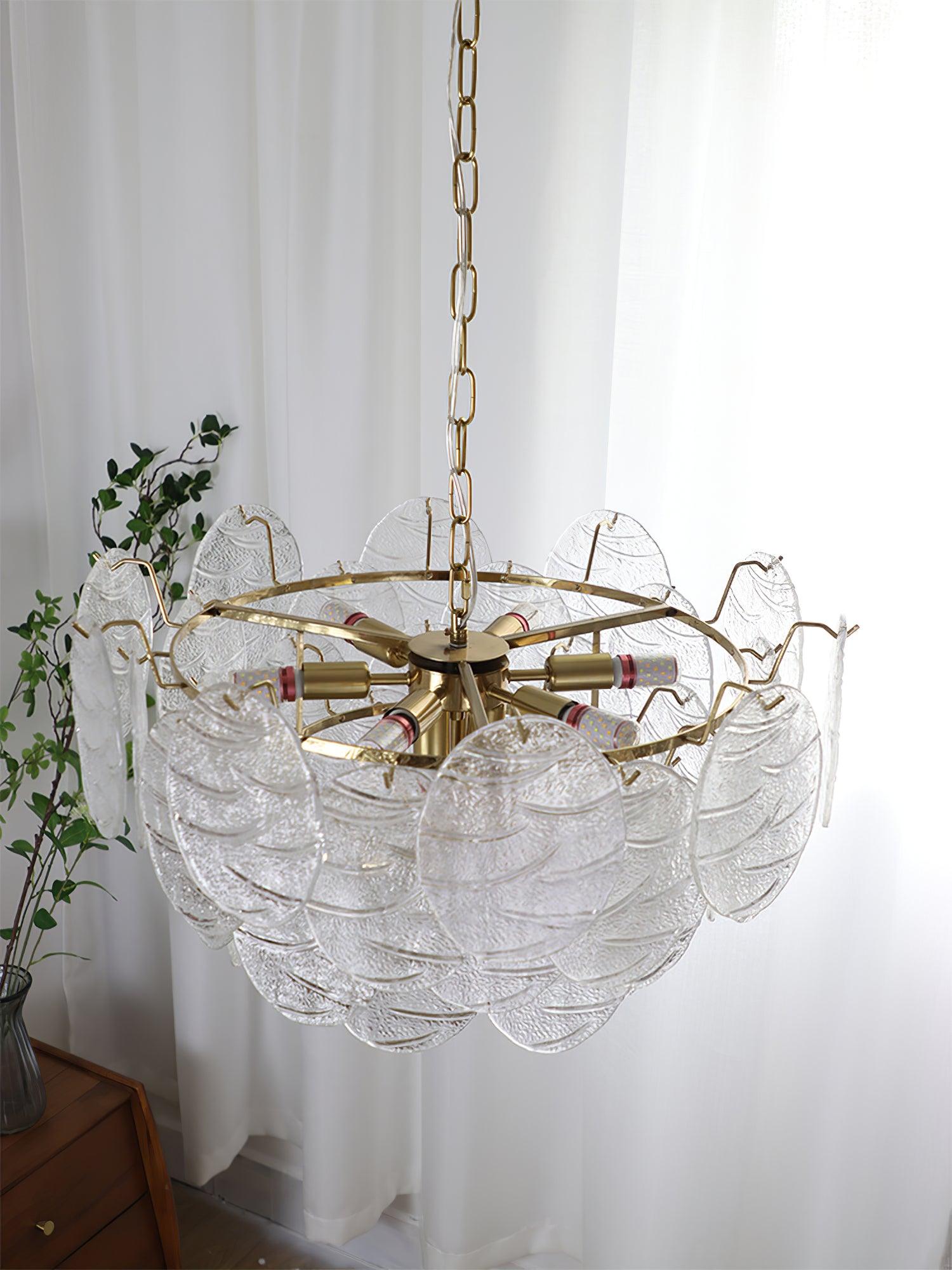 Lustra Kronleuchter Glasscheibe Gold-Letslighting