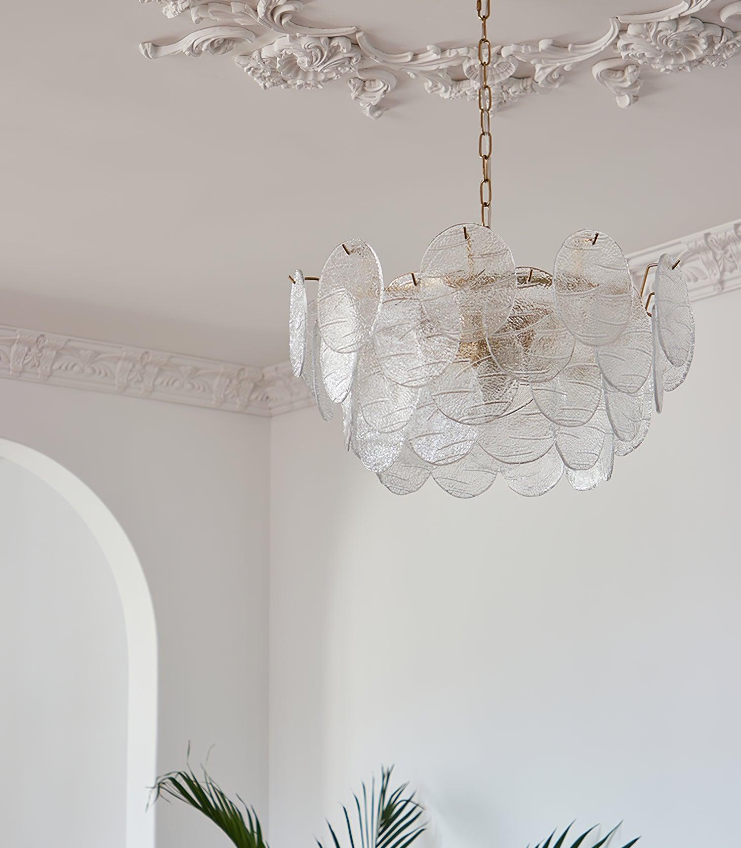 Lustra Kronleuchter Glasscheibe Gold-Letslighting