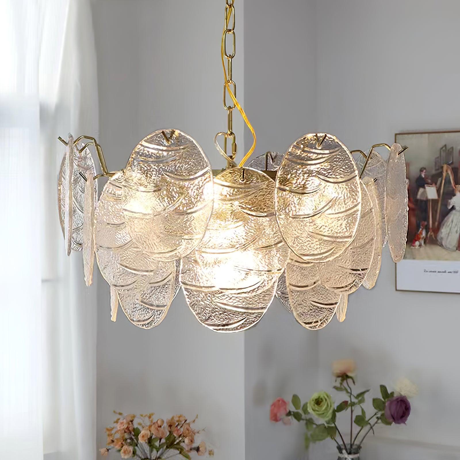 Lustra Kronleuchter Glasscheibe Gold-Letslighting