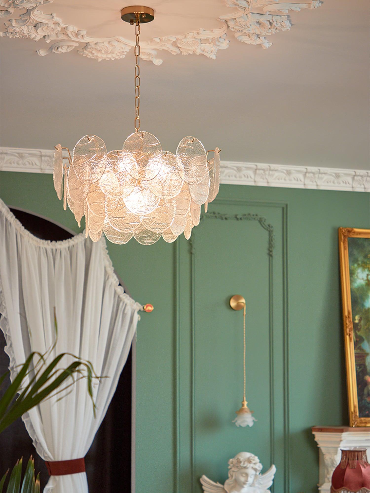 Lustra Kronleuchter Glasscheibe Gold-Letslighting