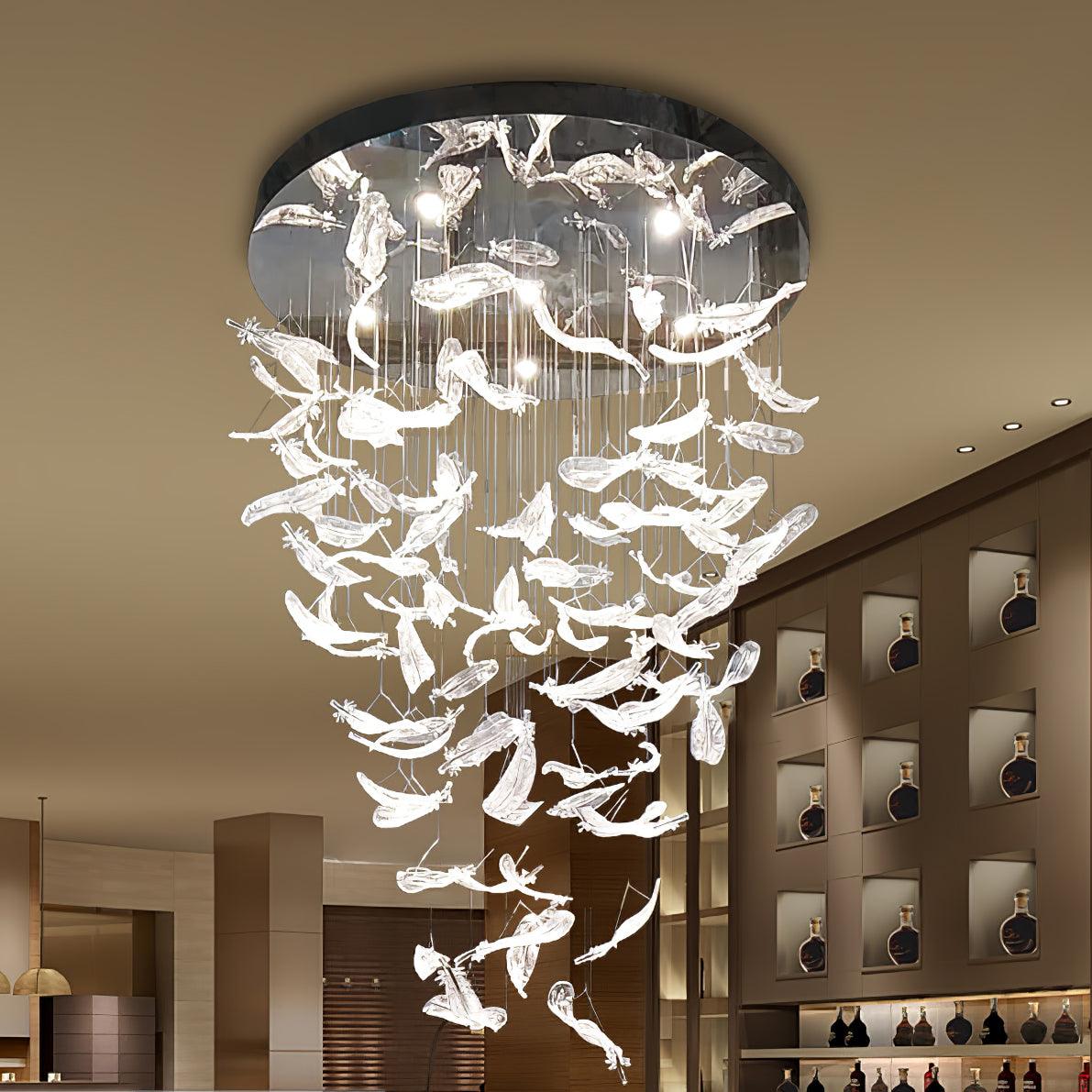 Aetherial Glass Leaf Chandelier - Blowlighting