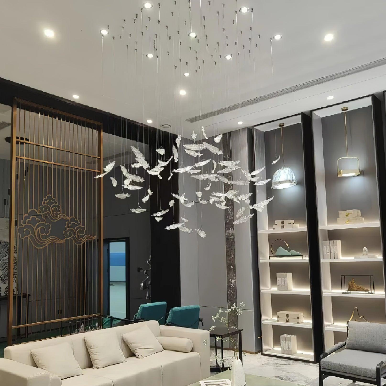 Aetherial Glass Leaf Chandelier - Blowlighting