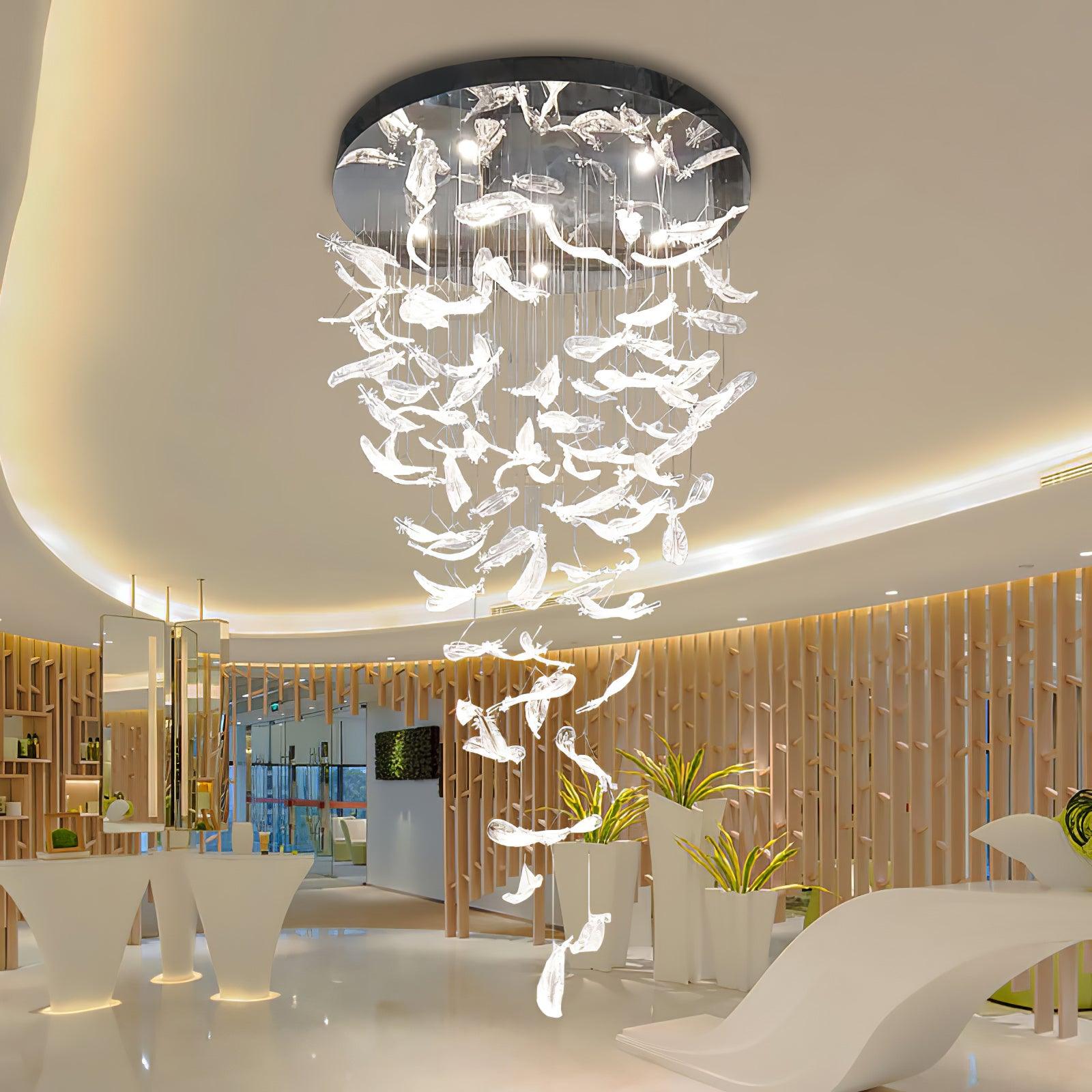 Aetherial Glass Leaf Chandelier - Blowlighting