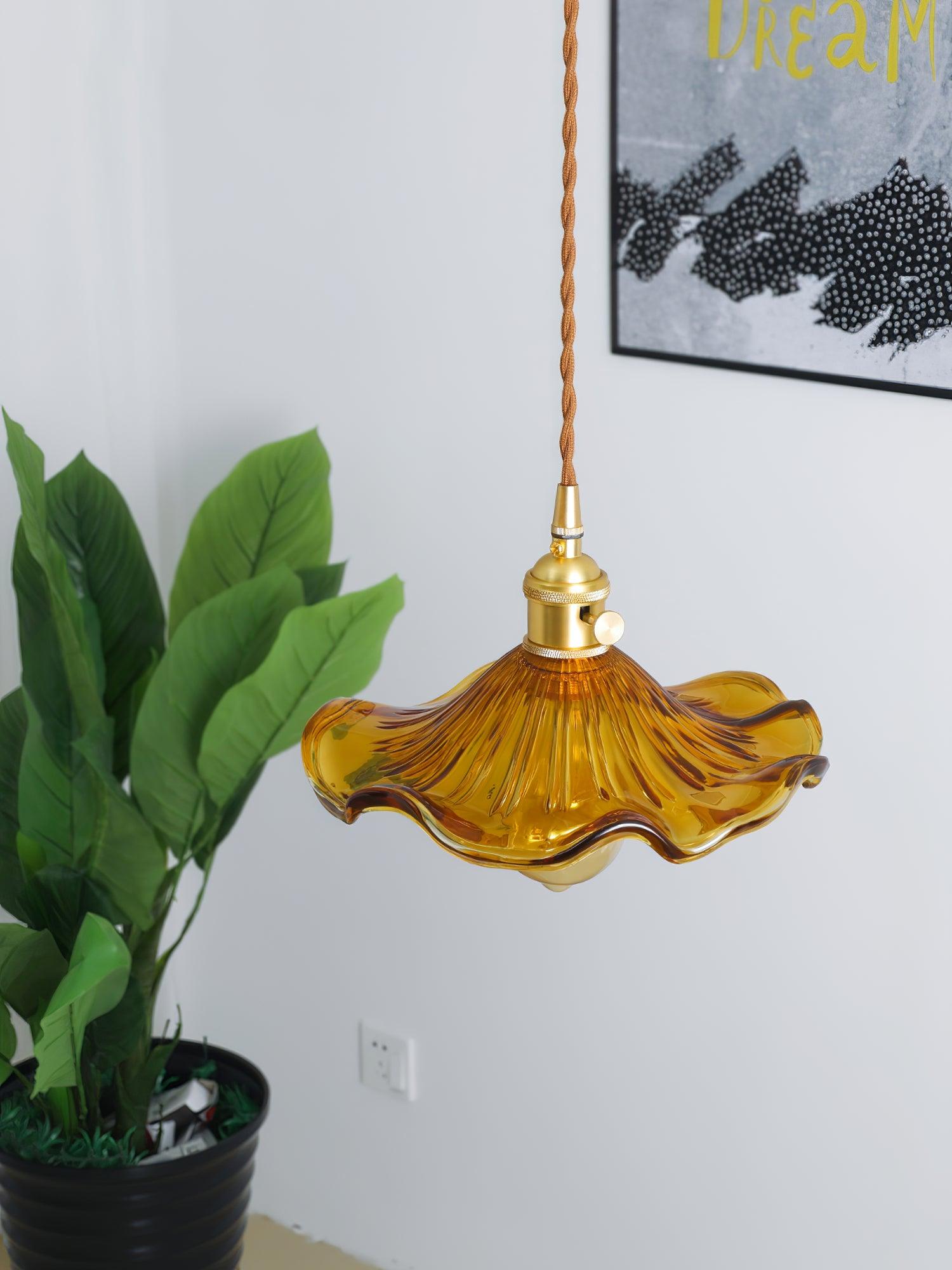 Glass Hibiscus Flower Pendant Light - Blowlighting