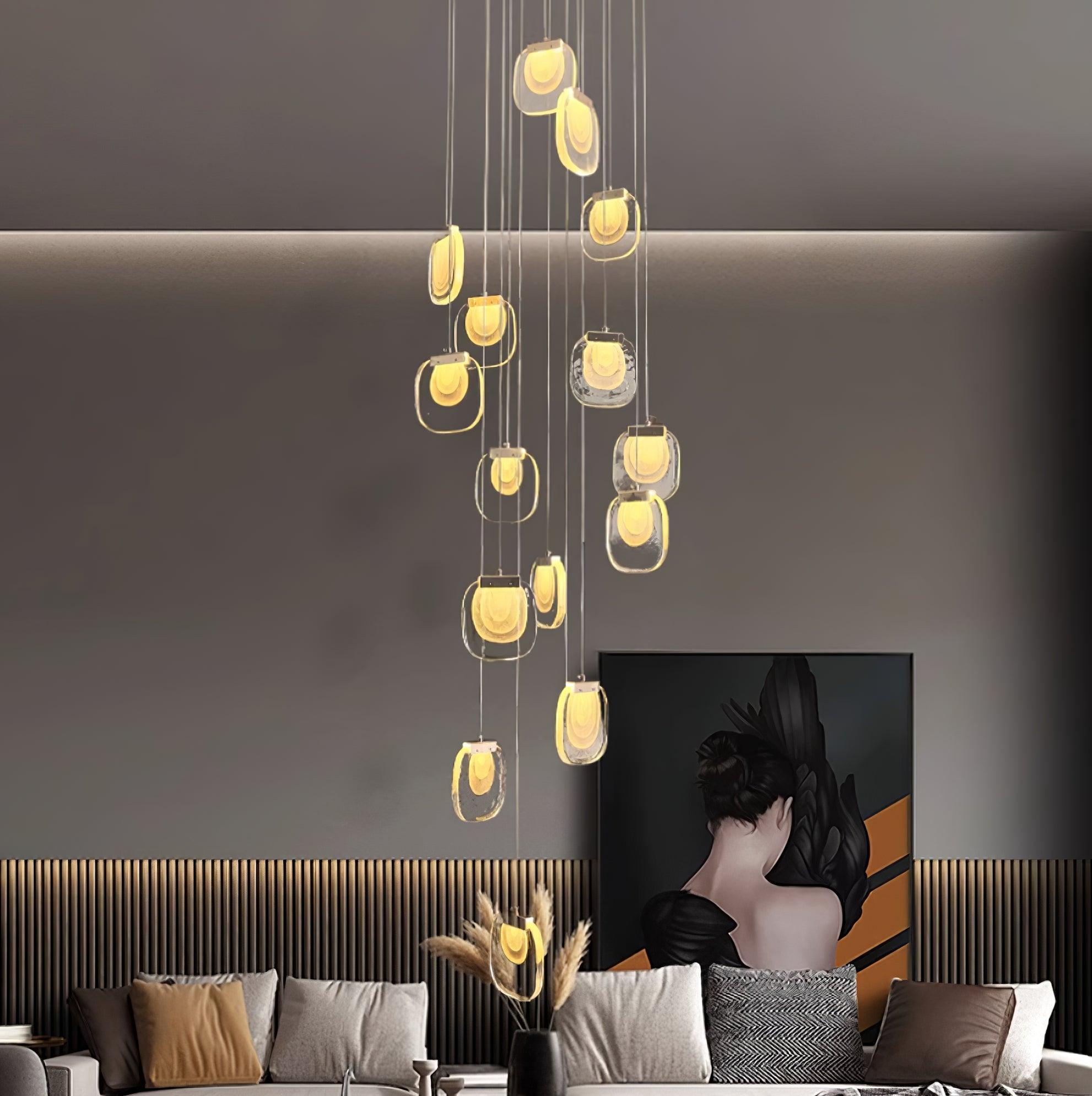 Avesia Minimalist Glass Pendant Light Staircase - Letslighting