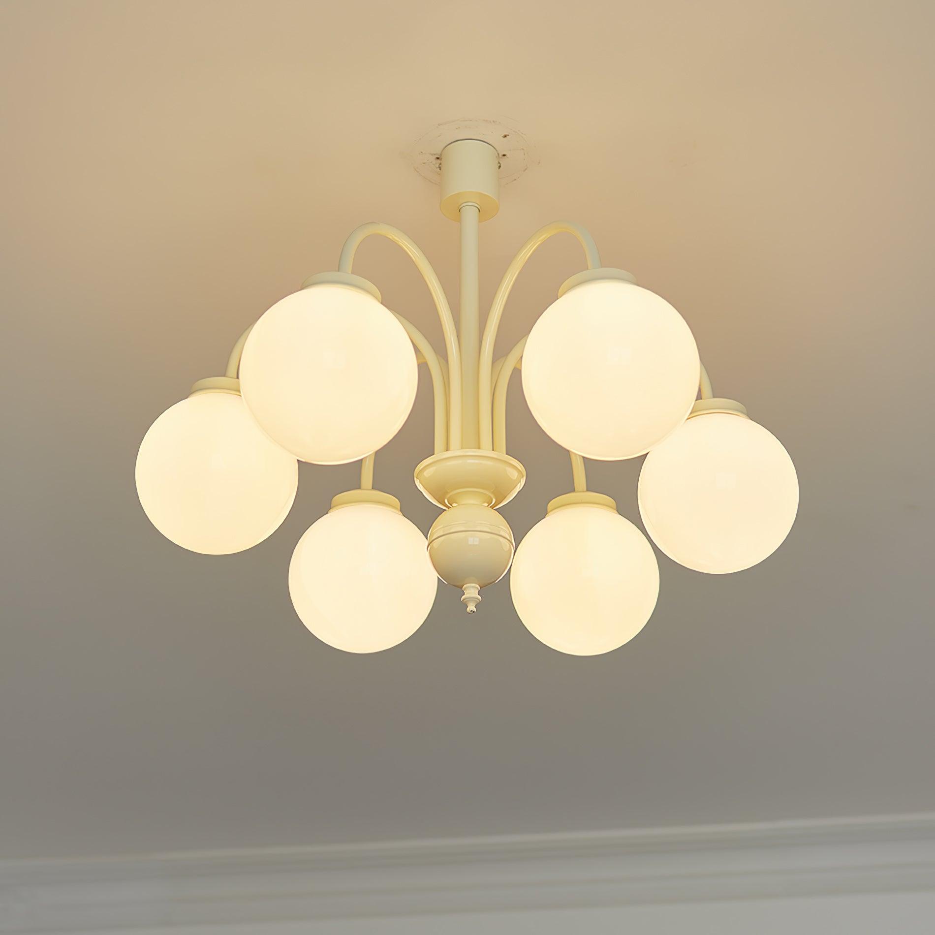 Lustra Kronleuchter Creme Glaskugeln-Letslighting