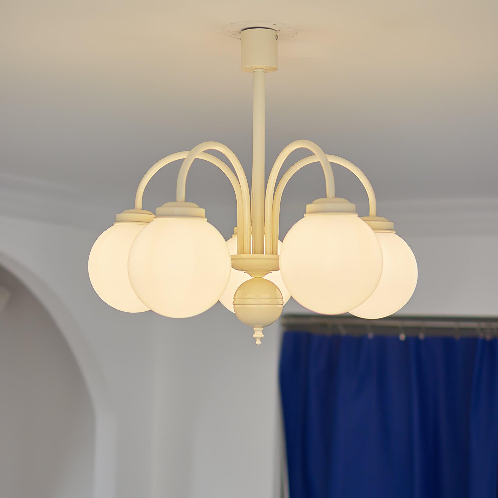 Lustra Kronleuchter Creme Glaskugeln-Letslighting