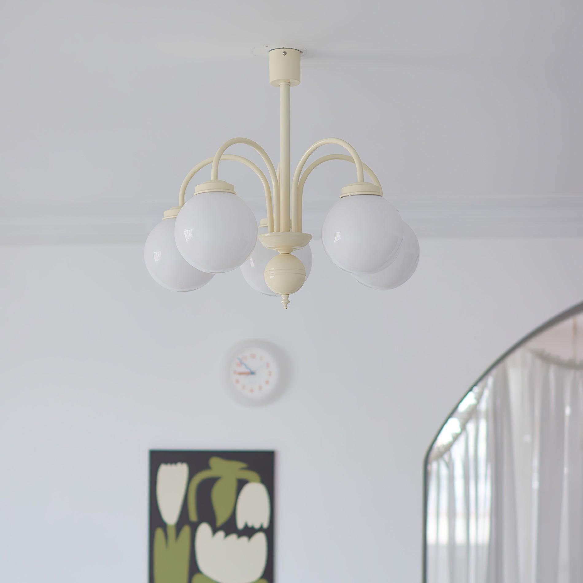 Lustra Kronleuchter Creme Glaskugeln-Letslighting