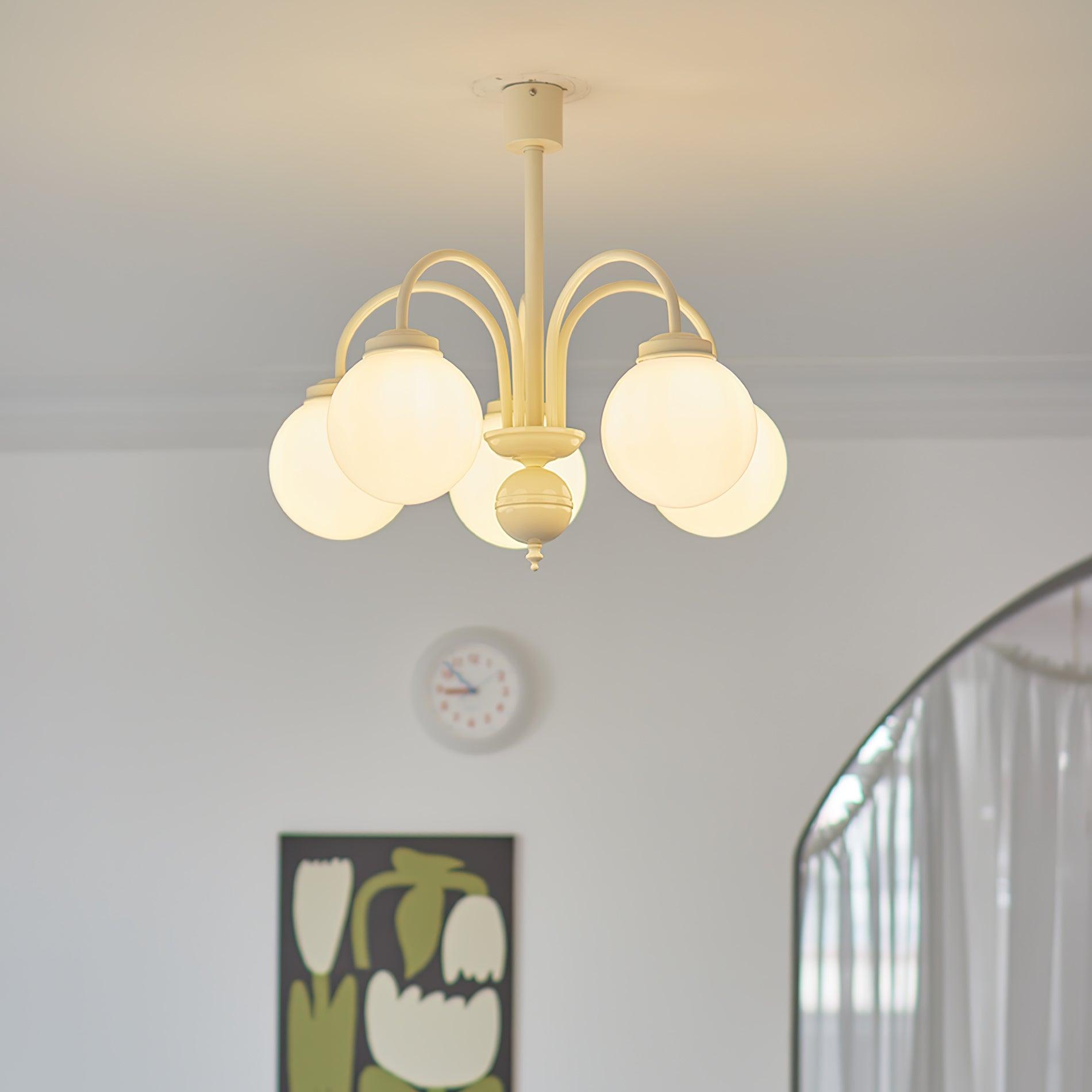 Lustra Kronleuchter Creme Glaskugeln-Letslighting