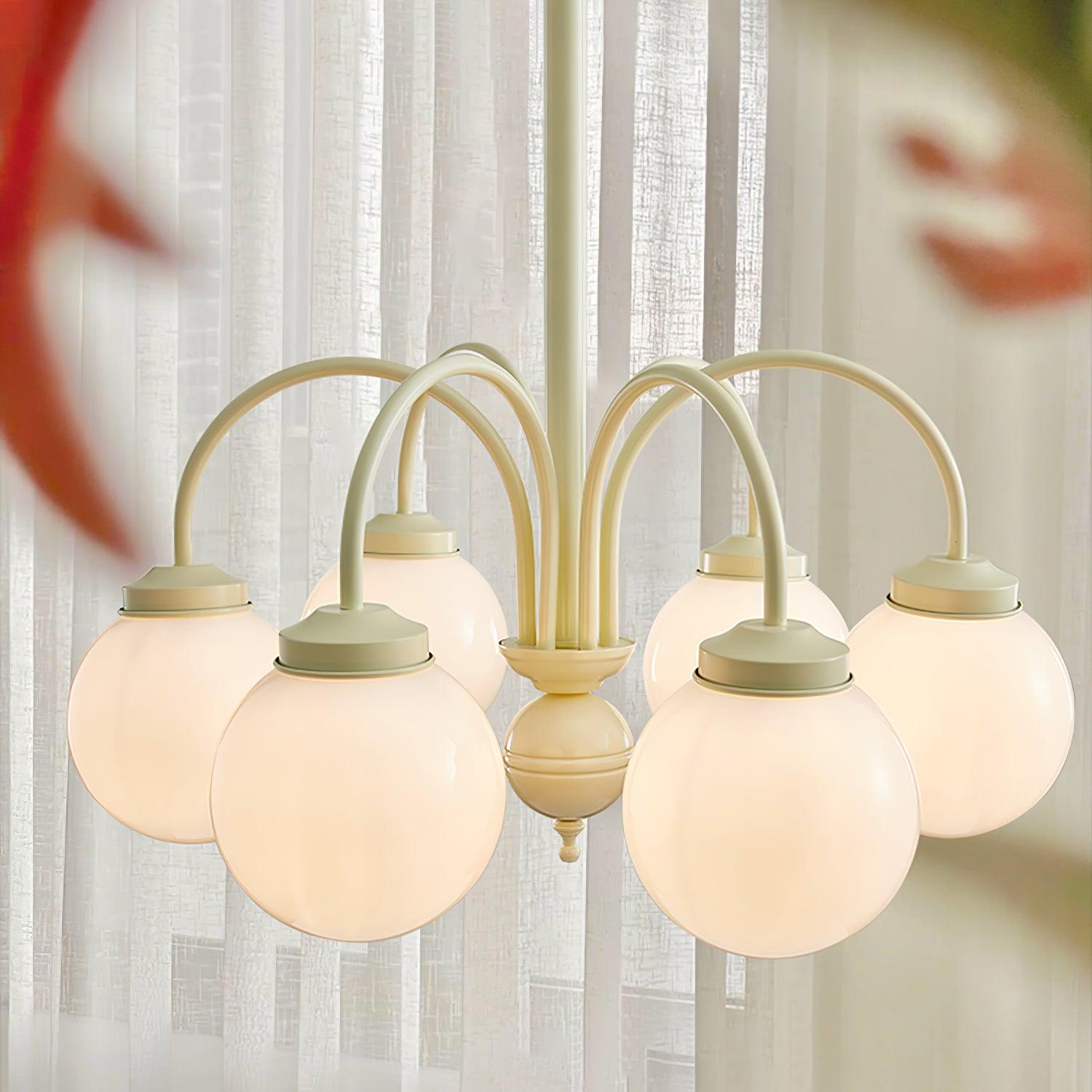Lustra Kronleuchter Creme Glaskugeln-Letslighting