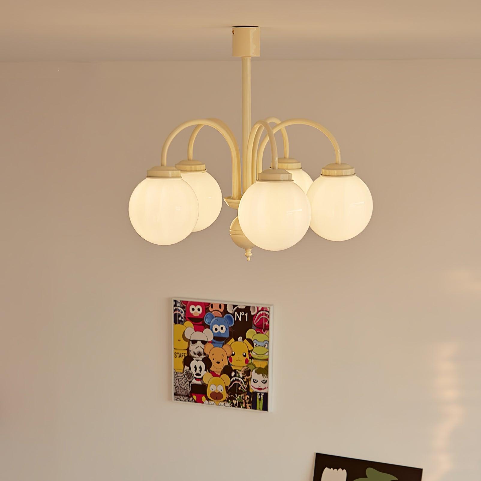 Lustra Kronleuchter Creme Glaskugeln-Letslighting