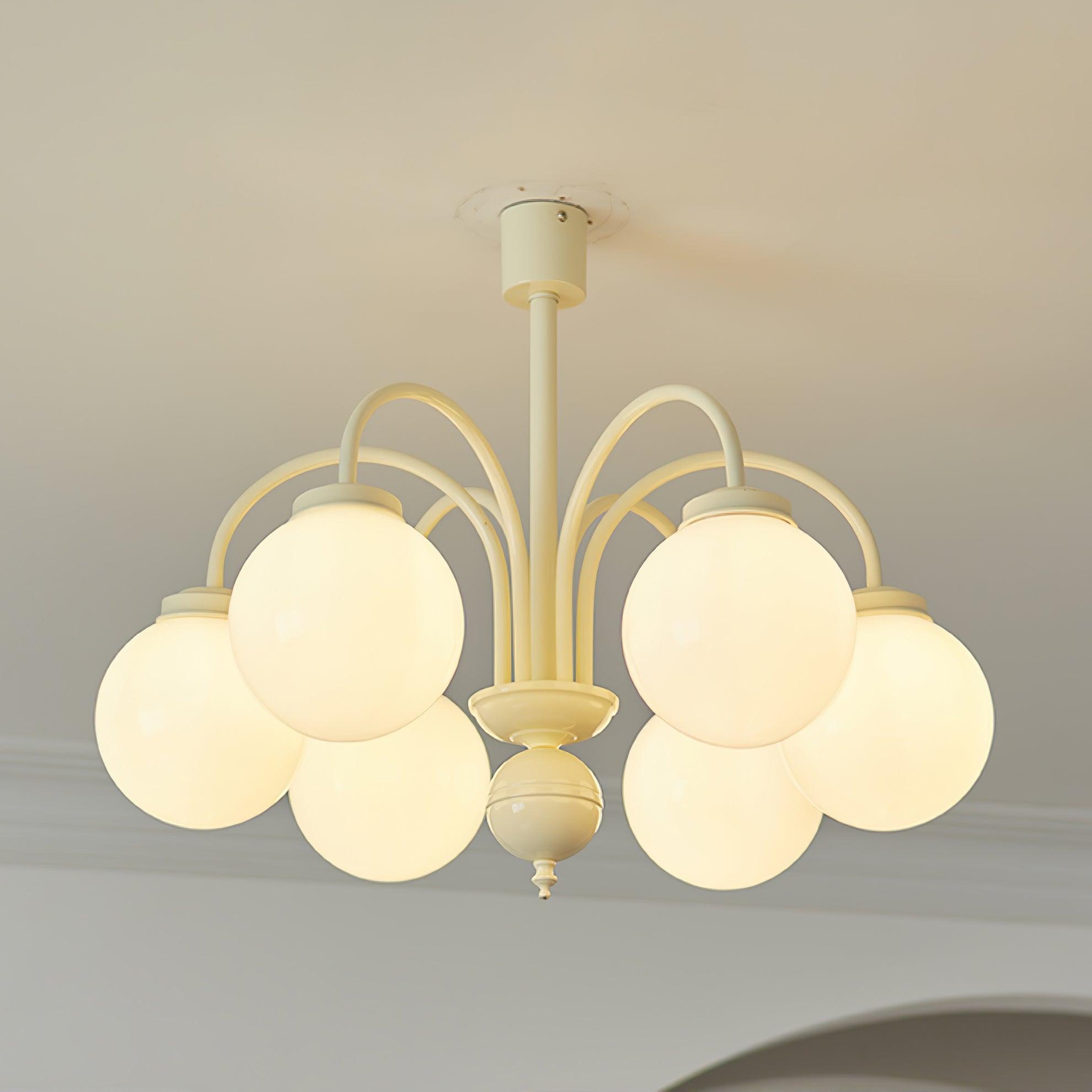 Lustra Kronleuchter Creme Glaskugeln-Letslighting
