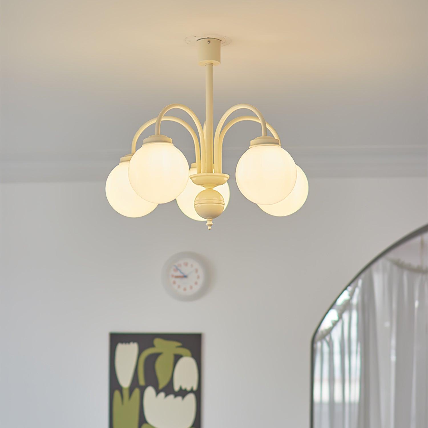 Lustra Kronleuchter Creme Glaskugeln-Letslighting