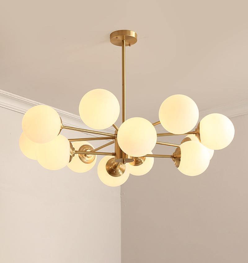 Lustra Kronleuchter Messing Opal Glas-Letslighting