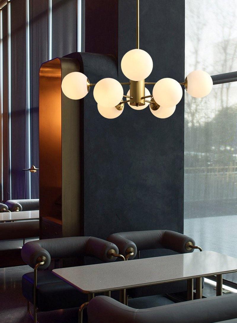 Lustra Kronleuchter Messing Opal Glas-Letslighting