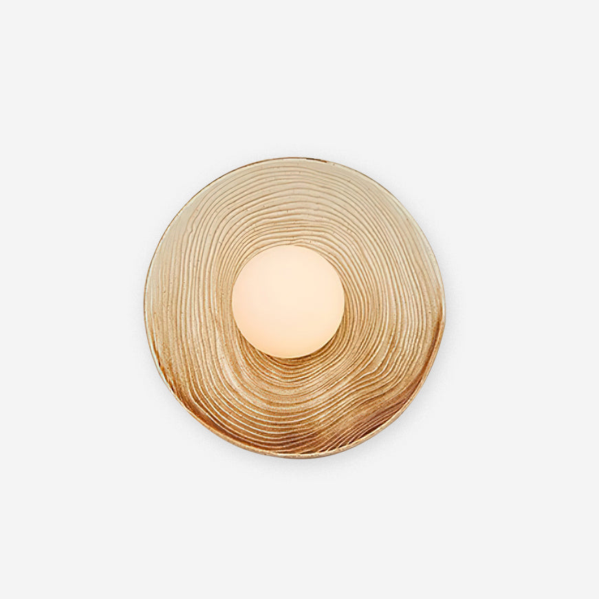 Wall Lamp Textured Ceramic Disc Wood Accent Modern Entryways - Letslighting