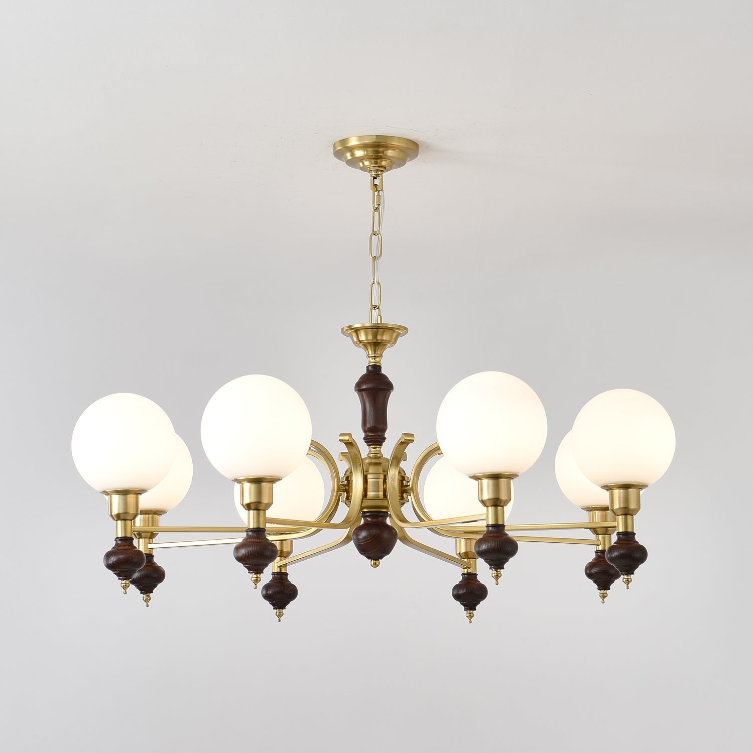 Lustra Kronleuchter Holz Messing Globus Kugel-Letslighting