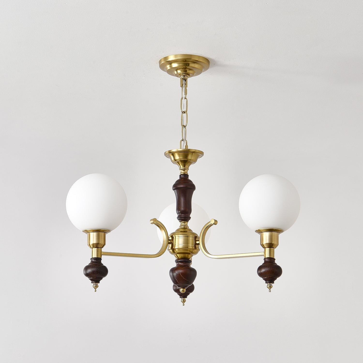 Lustra Kronleuchter Holz Messing Globus Kugel-Letslighting