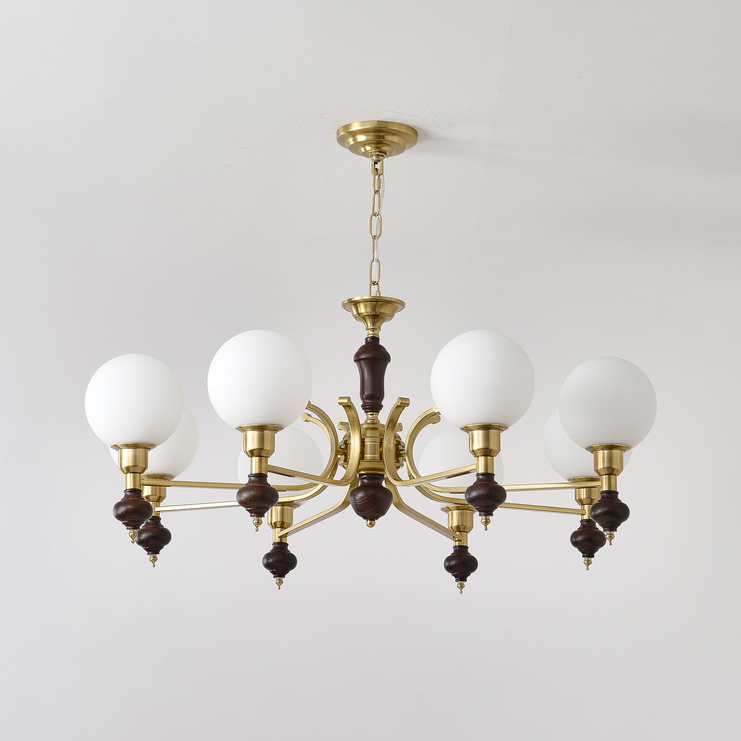 Lustra Kronleuchter Holz Messing Globus Kugel-Letslighting