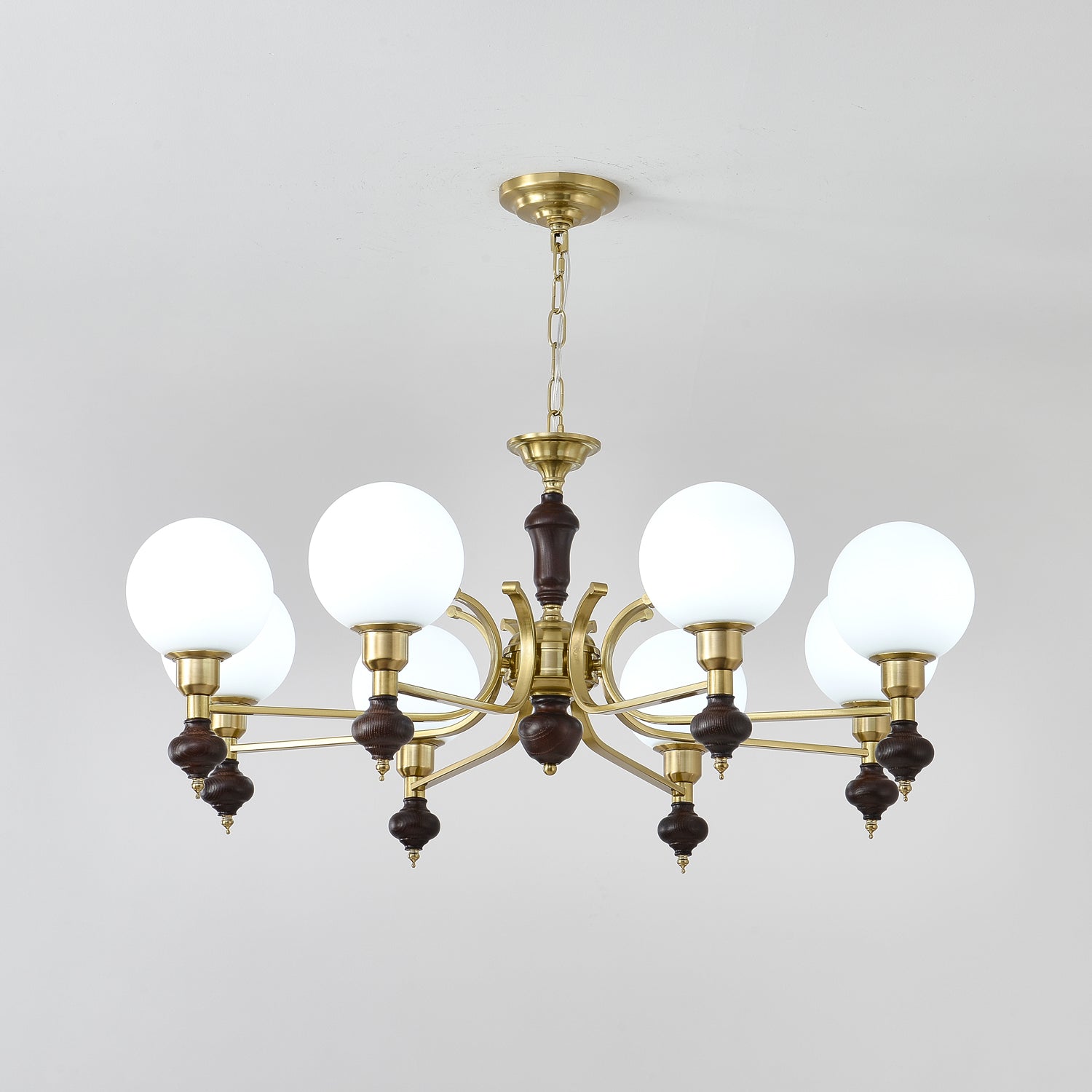 Lustra Kronleuchter Holz Messing Globus Kugel-Letslighting