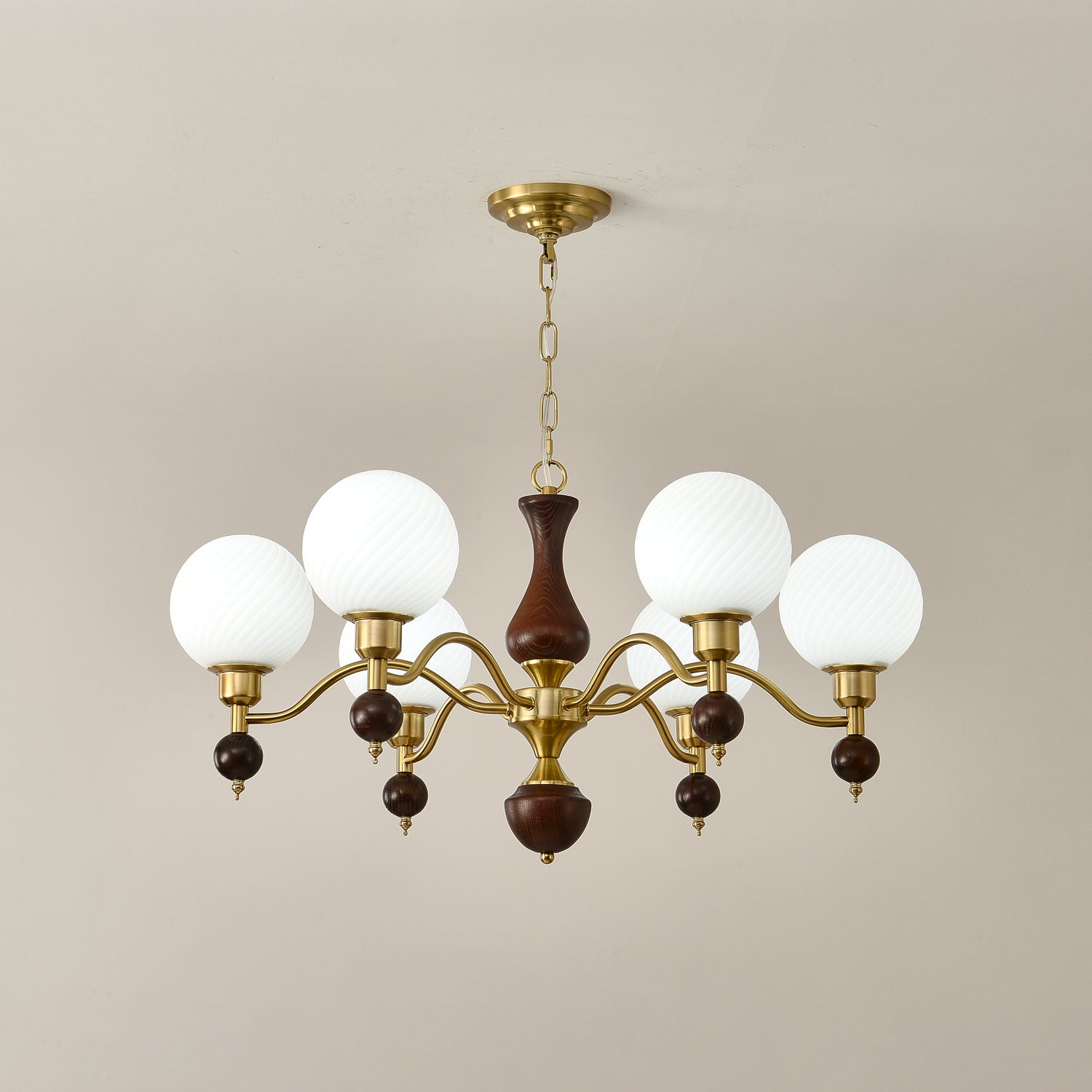 Aurora Globe Orb Walnuss Kronleuchter-Letslighting