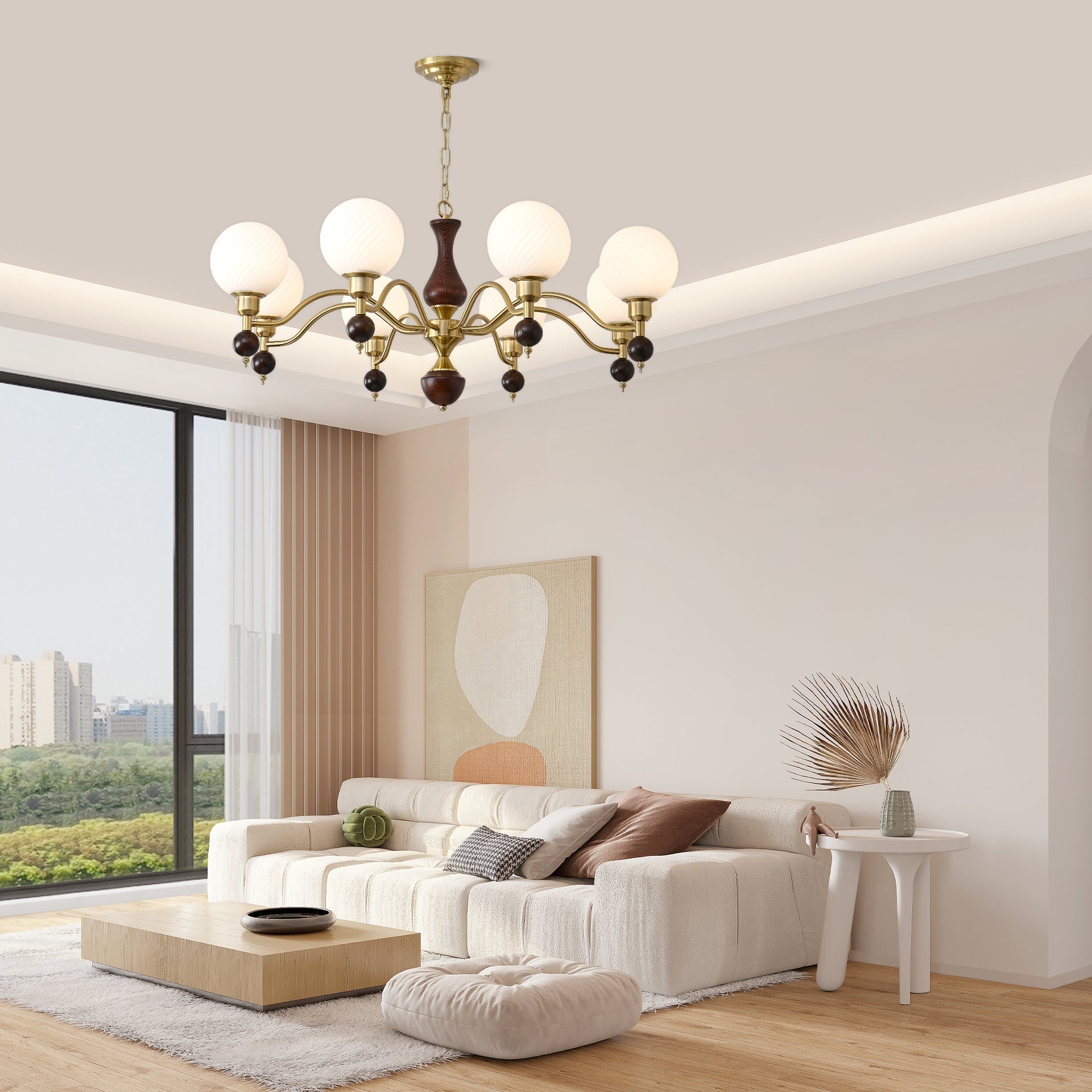 Aurora Globe Orb Walnuss Kronleuchter-Letslighting