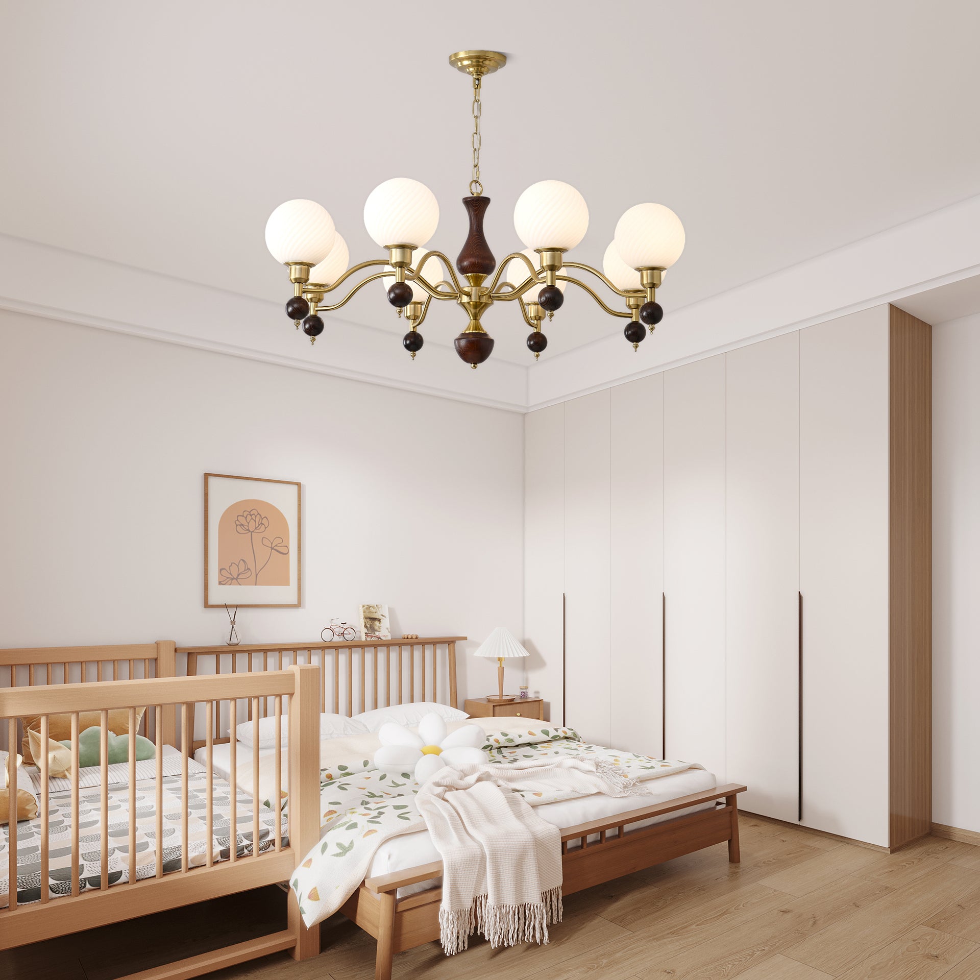 Aurora Globe Orb Walnuss Kronleuchter-Letslighting
