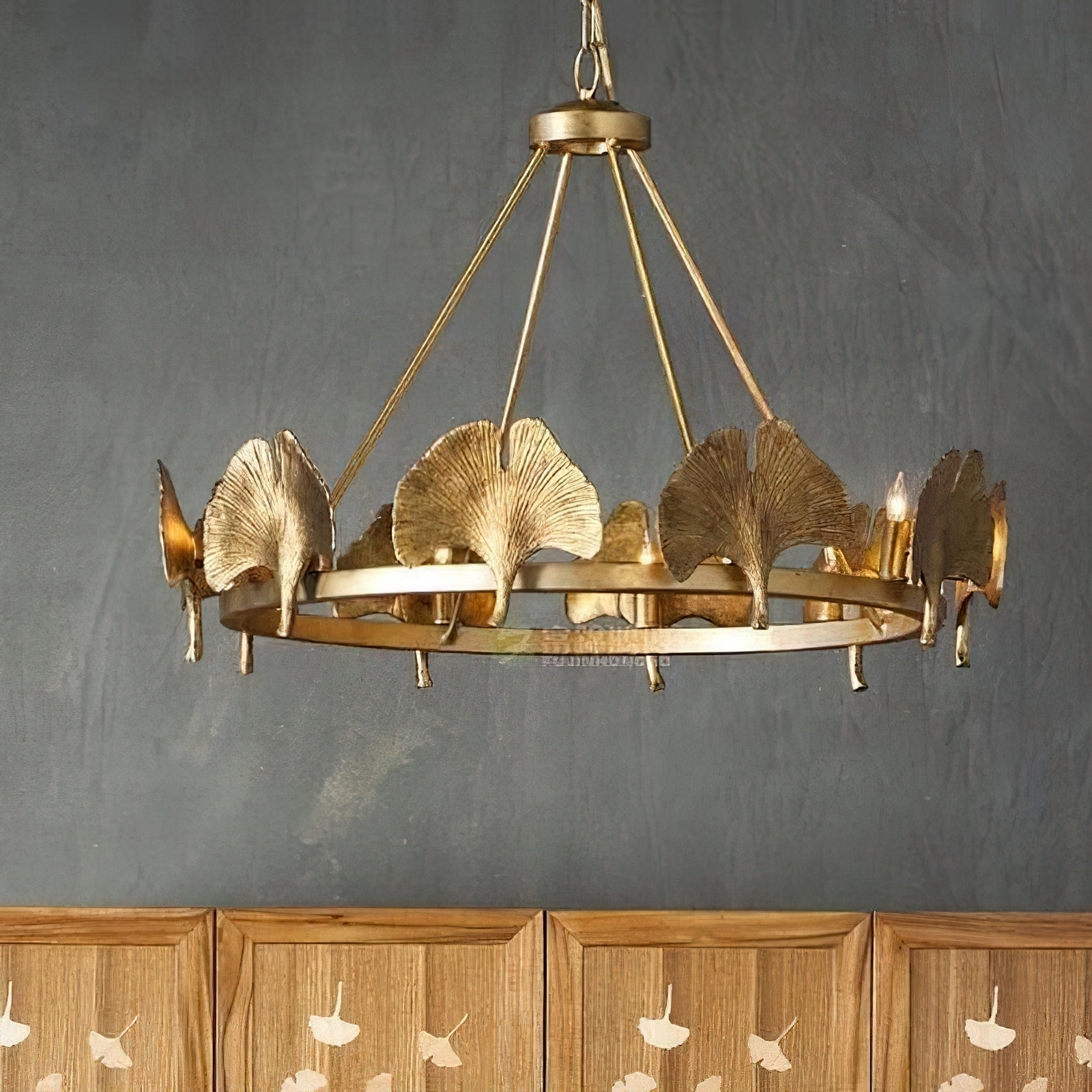 Cavinan Kreativität Folie Ginkgo Blatt Gold Kronleuchter-Letslighting