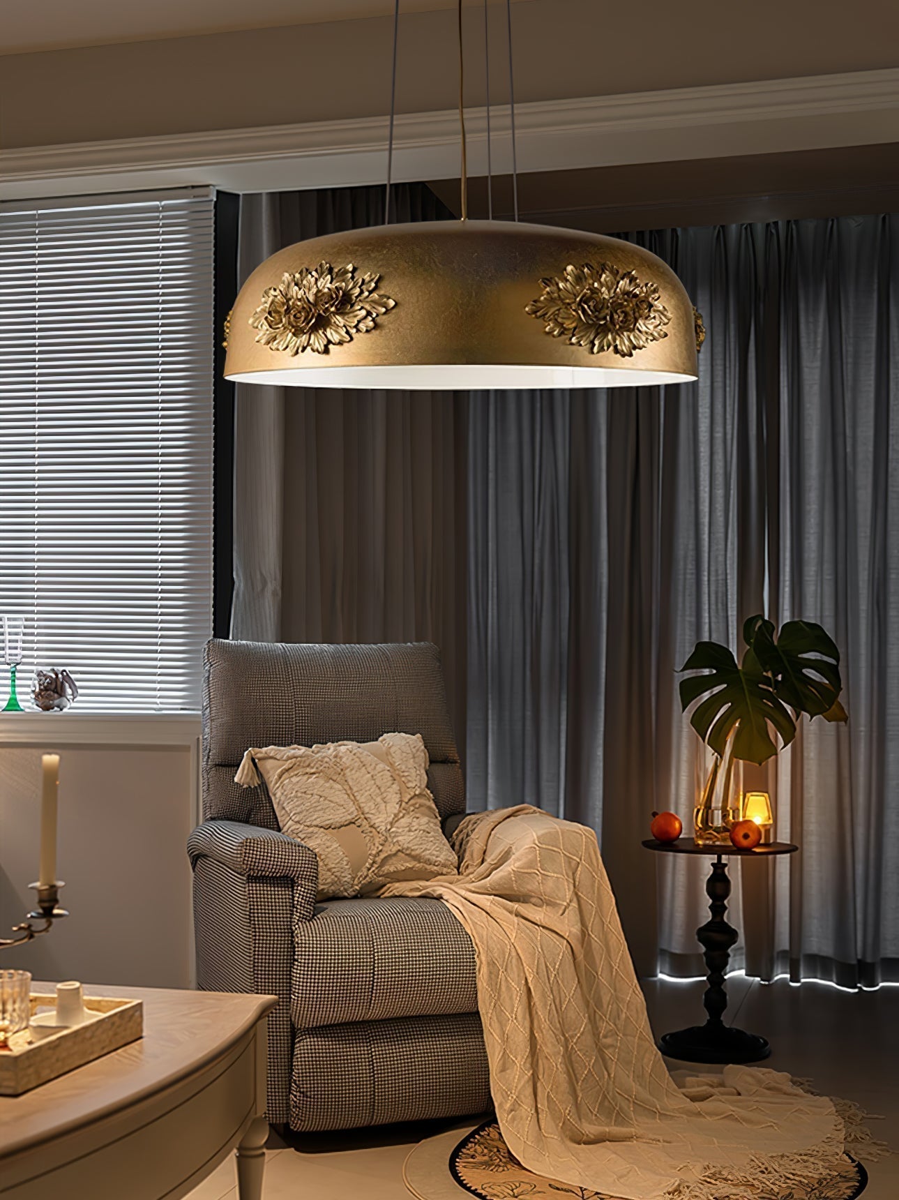 Zesolila Traditionelle Kunst Gold Pendelleuchte-Letslighting