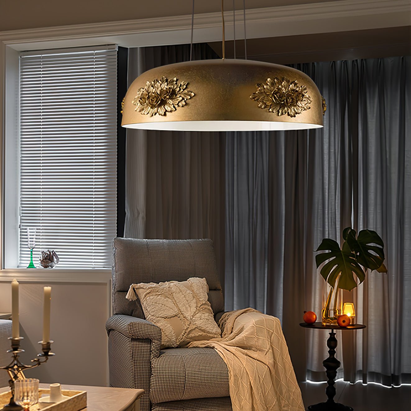 Zesolila Traditionelle Kunst Gold Pendelleuchte-Letslighting