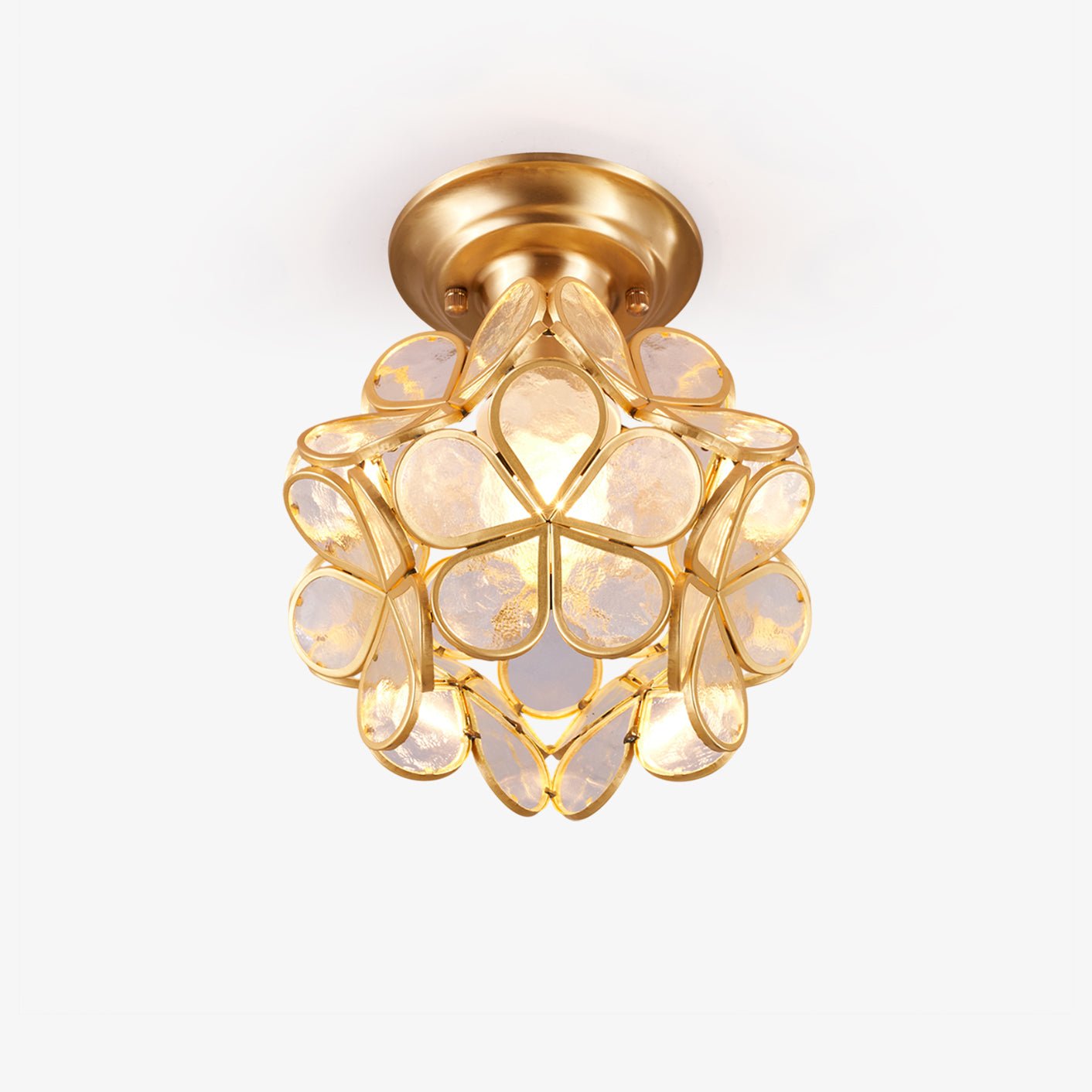 Ullaeiel Postmoderne Luxus-Deckenleuchte Bloom aus goldenem Glas-Letslighting