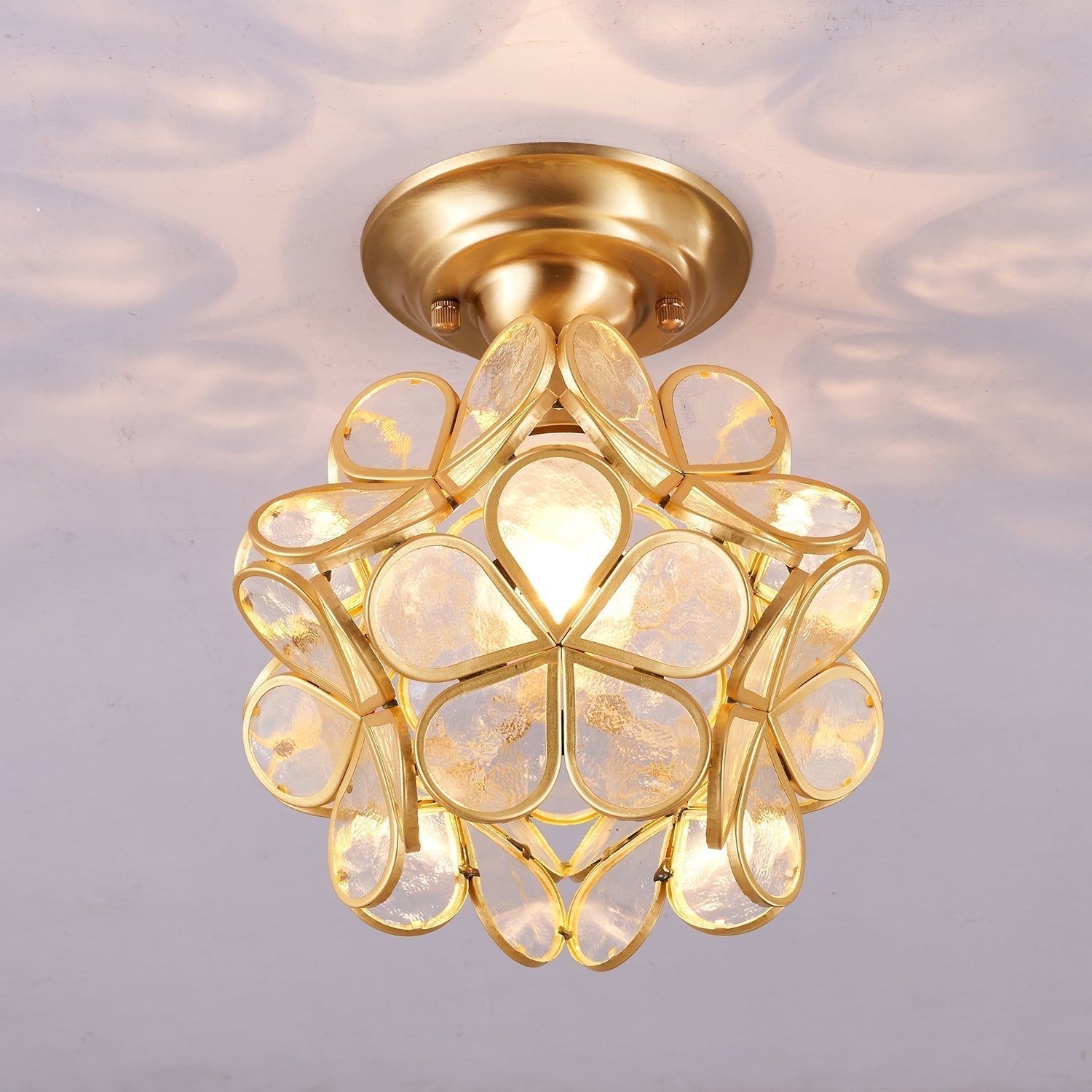 Ullaeiel Postmoderne Luxus-Deckenleuchte Bloom aus goldenem Glas-Letslighting