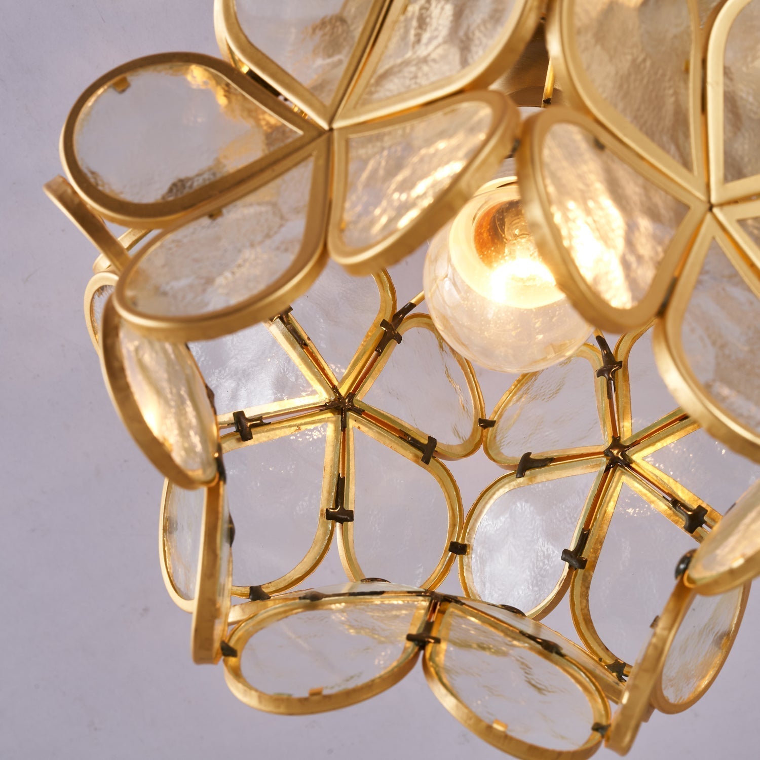Ullaeiel Postmoderne Luxus-Deckenleuchte Bloom aus goldenem Glas-Letslighting