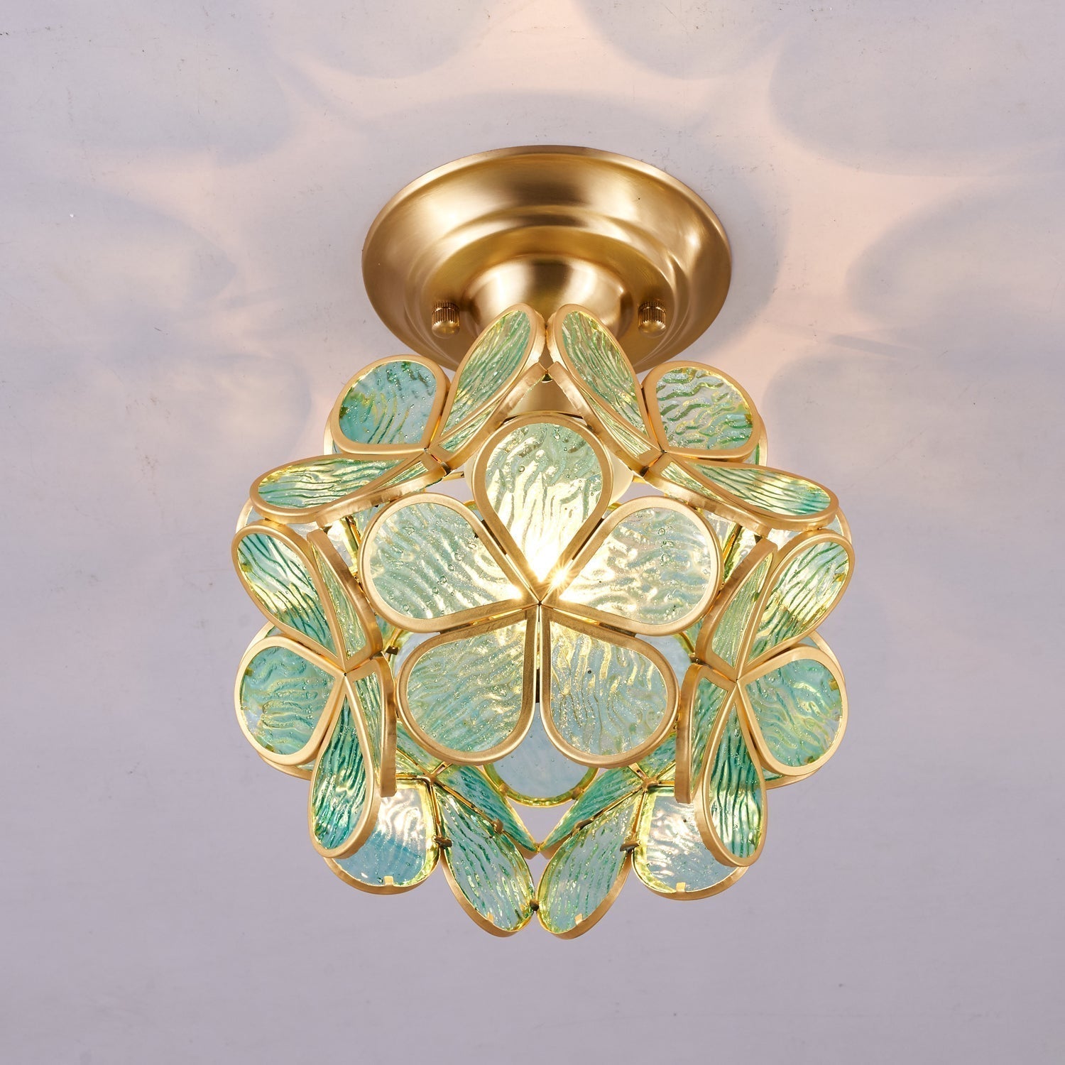 Ullaeiel Postmoderne Luxus-Deckenleuchte Bloom aus goldenem Glas-Letslighting